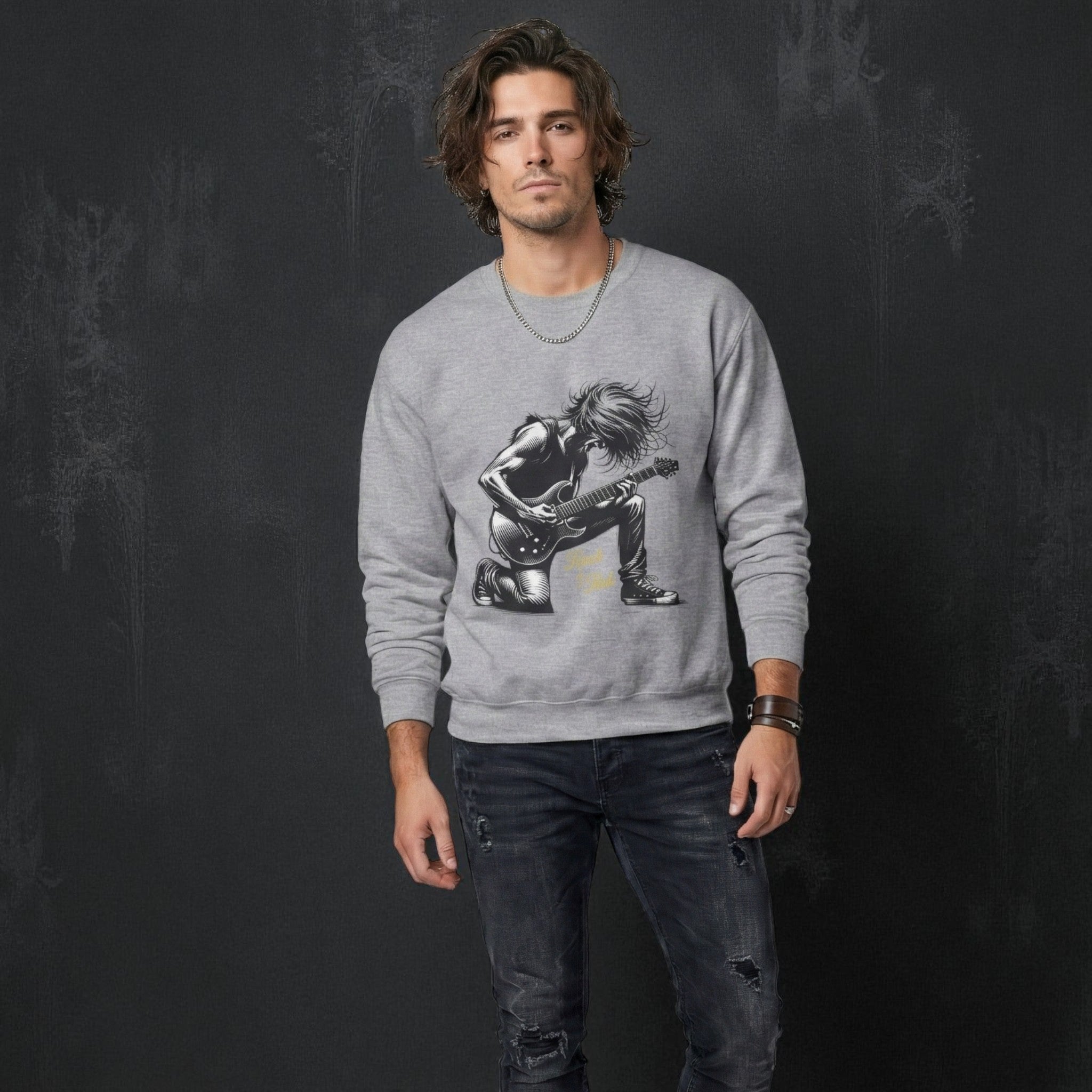 Spirit & Strings Kneeling Rock Guitarist - Mid-weight Sweatshirt