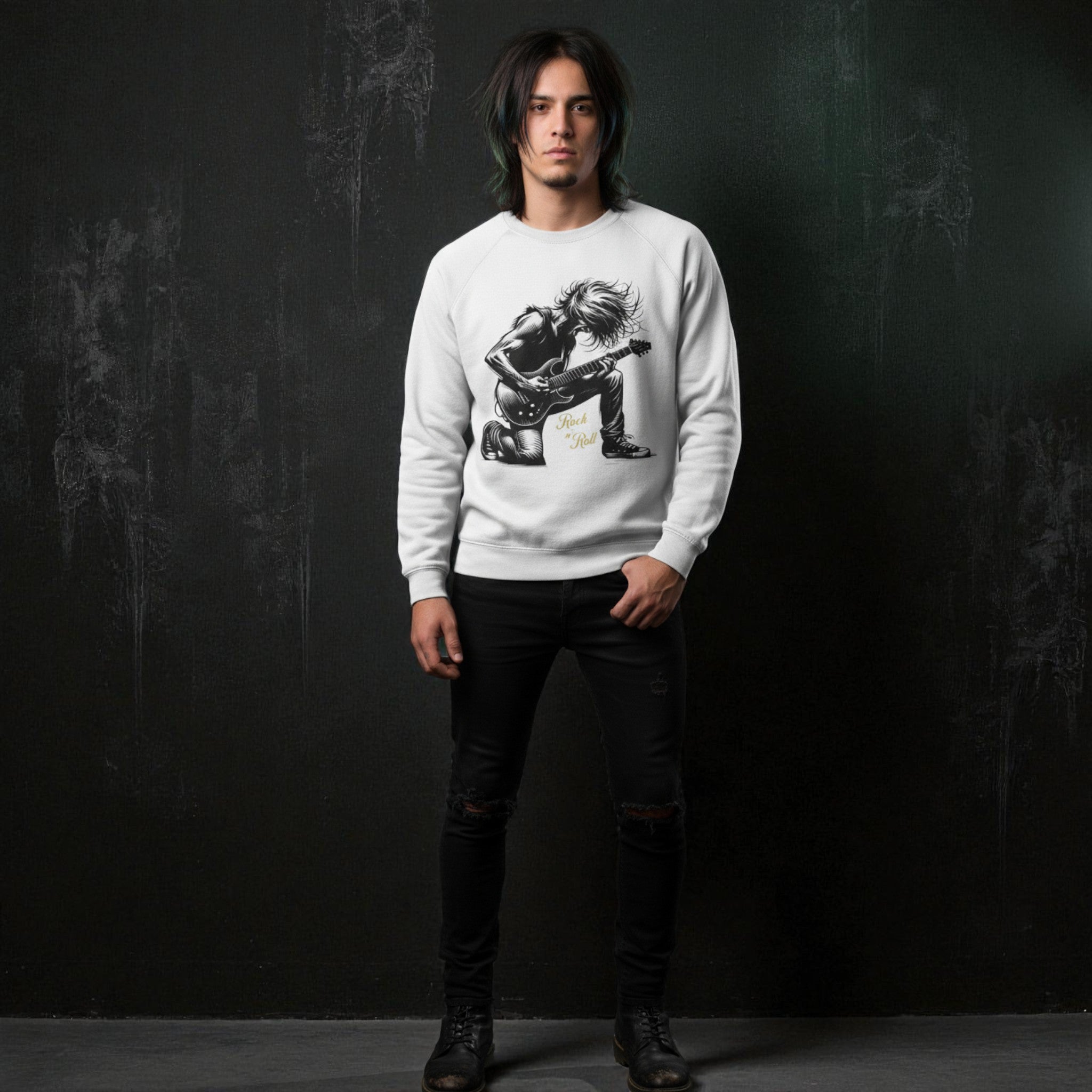 Spirit & Strings Kneeling Rock Guitarist - Mid-weight Sweatshirt