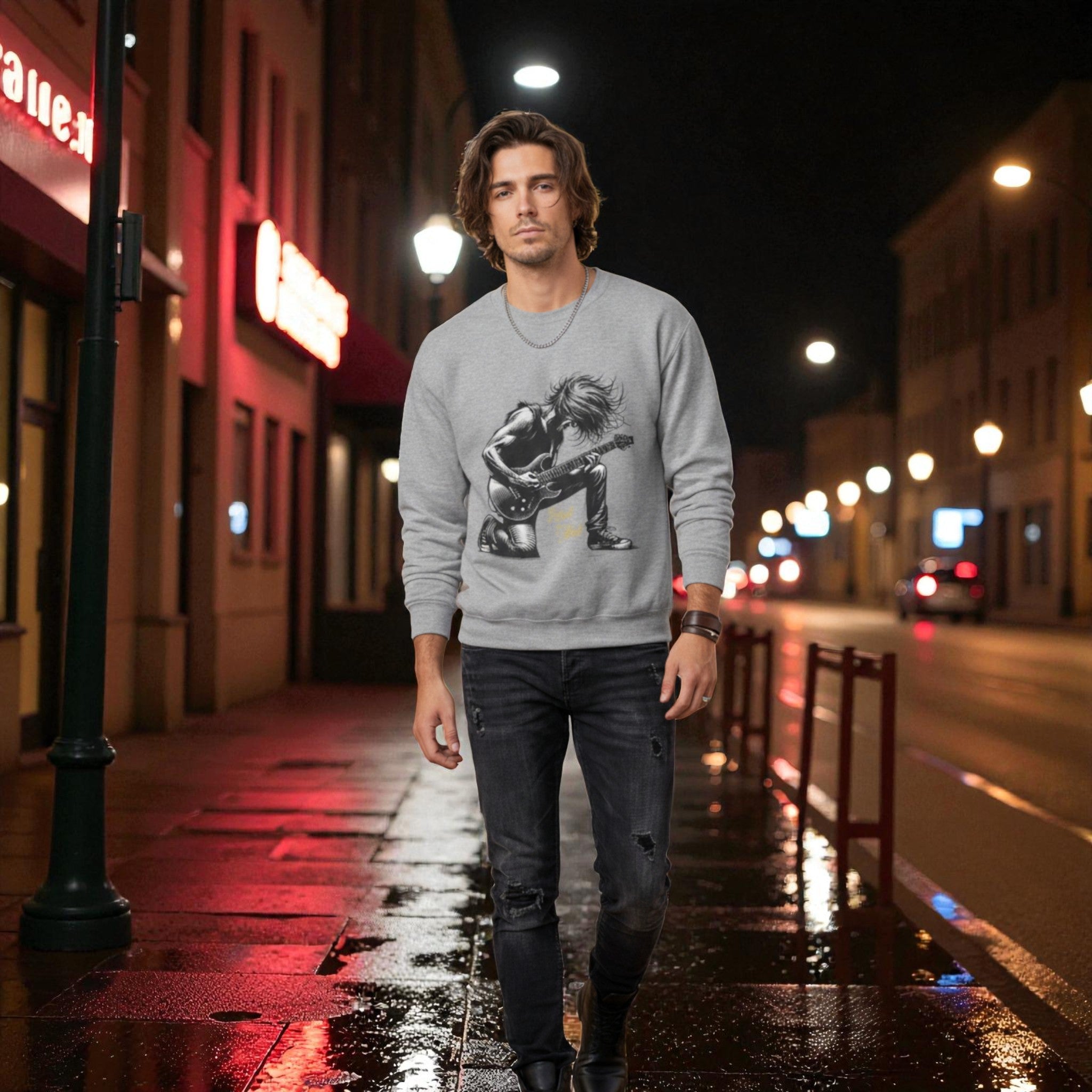 Spirit & Strings Kneeling Rock Guitarist - Mid-weight Sweatshirt