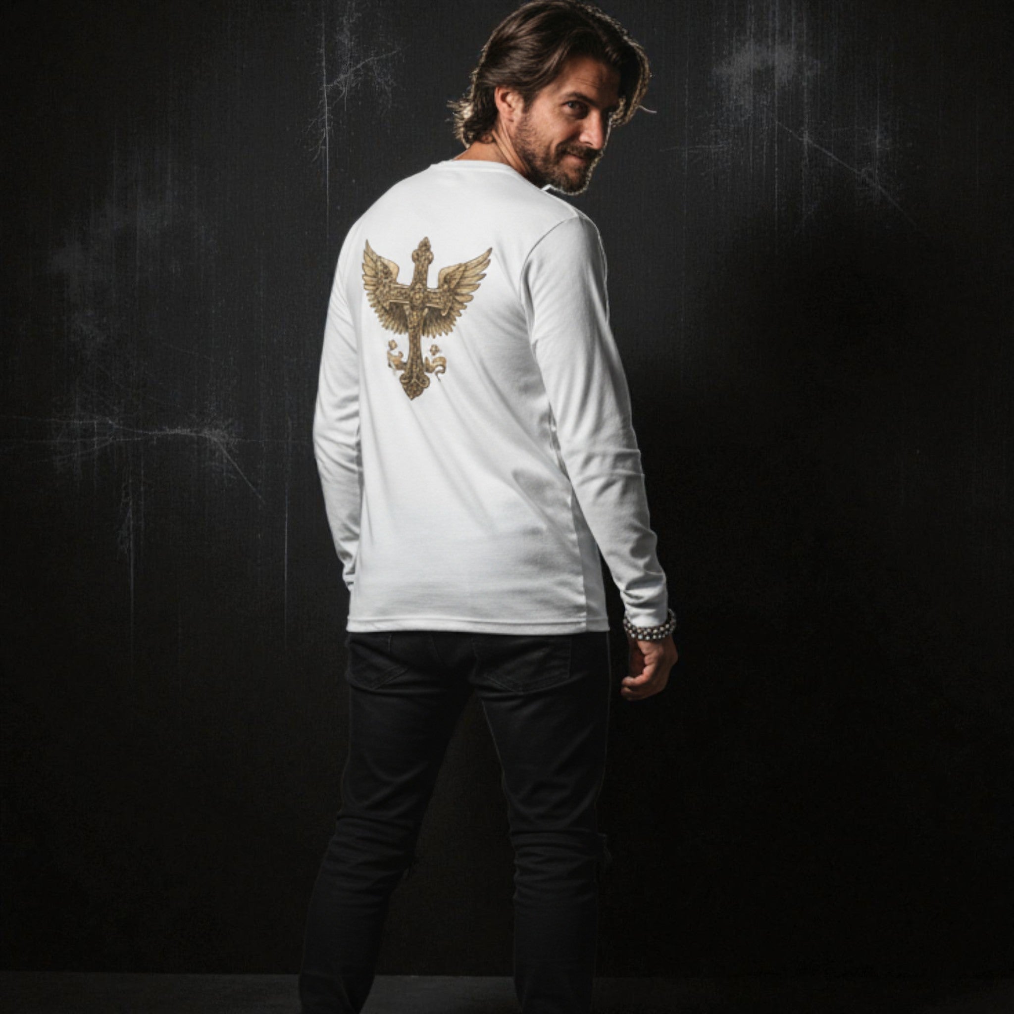 Rock Style Cross & Wings Design  - Lightweight Sweater