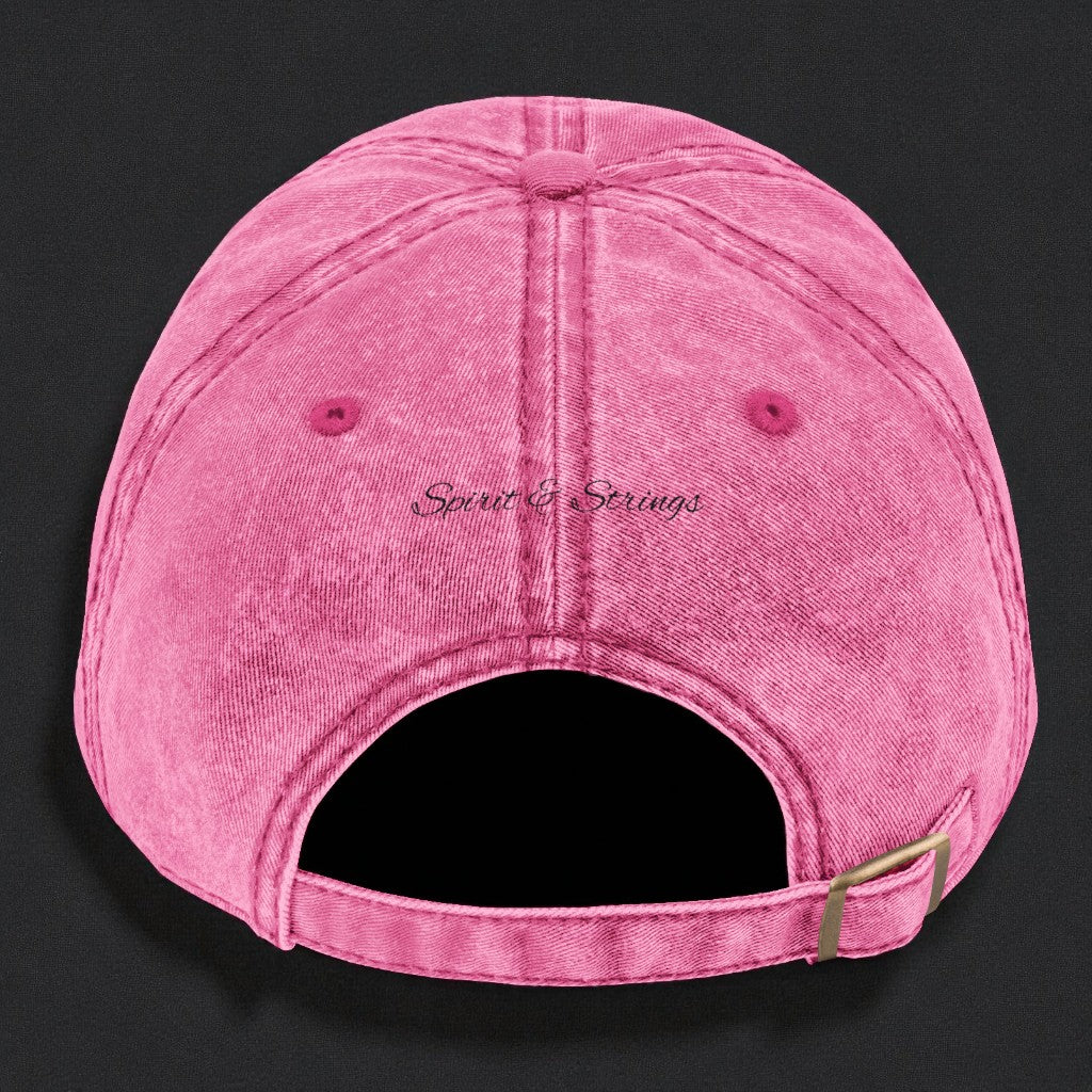 Keep Going Embroidered Vintage Cap — Distressed Pink Motivational Hat