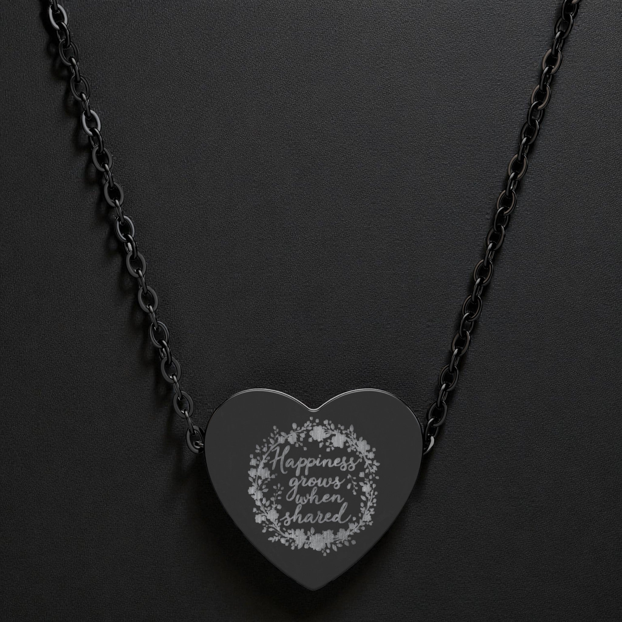 Necklace Engraved 'Happiness Grows When Shared'