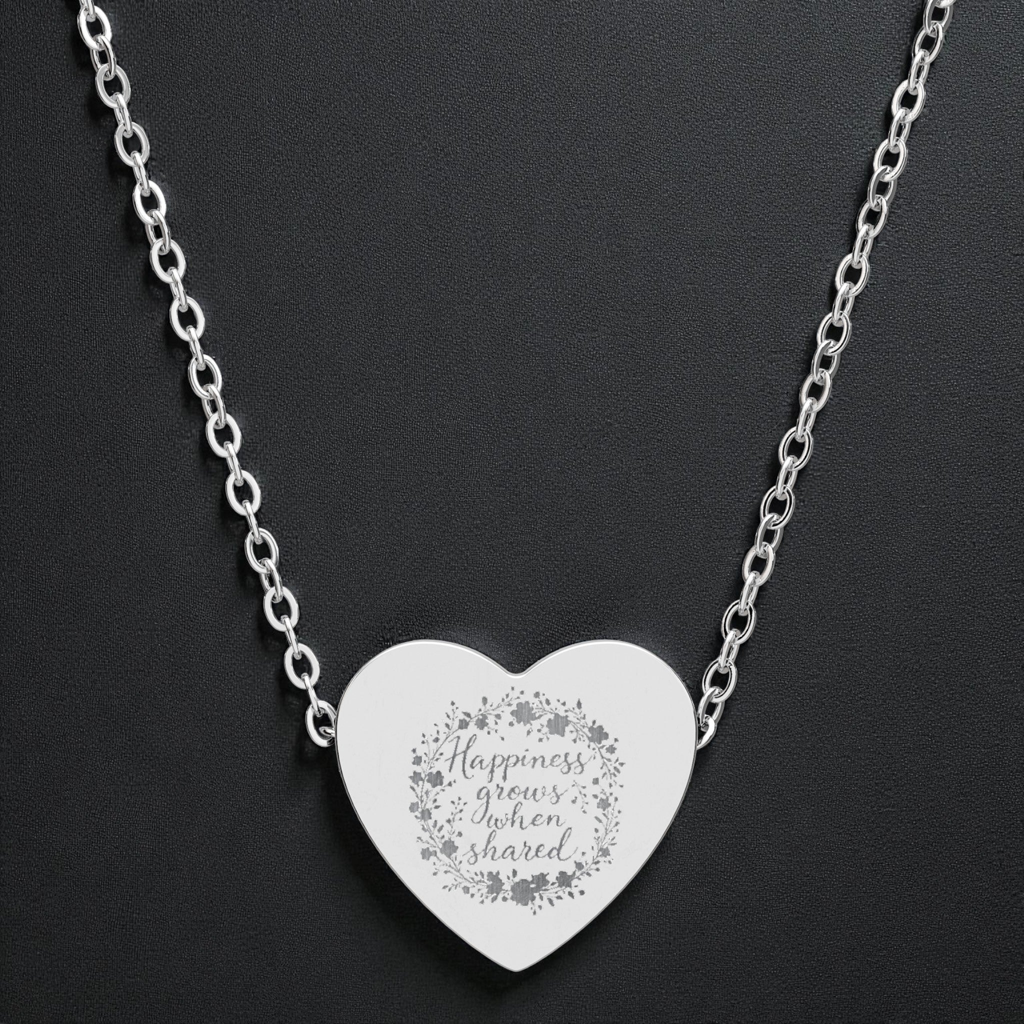 Necklace Engraved 'Happiness Grows When Shared'