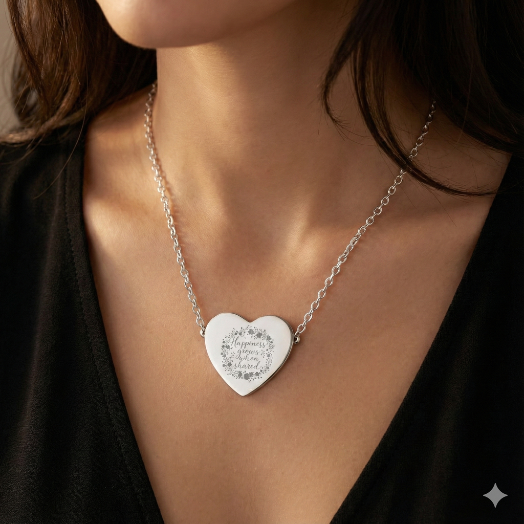 Necklace Engraved 'Happiness Grows When Shared'