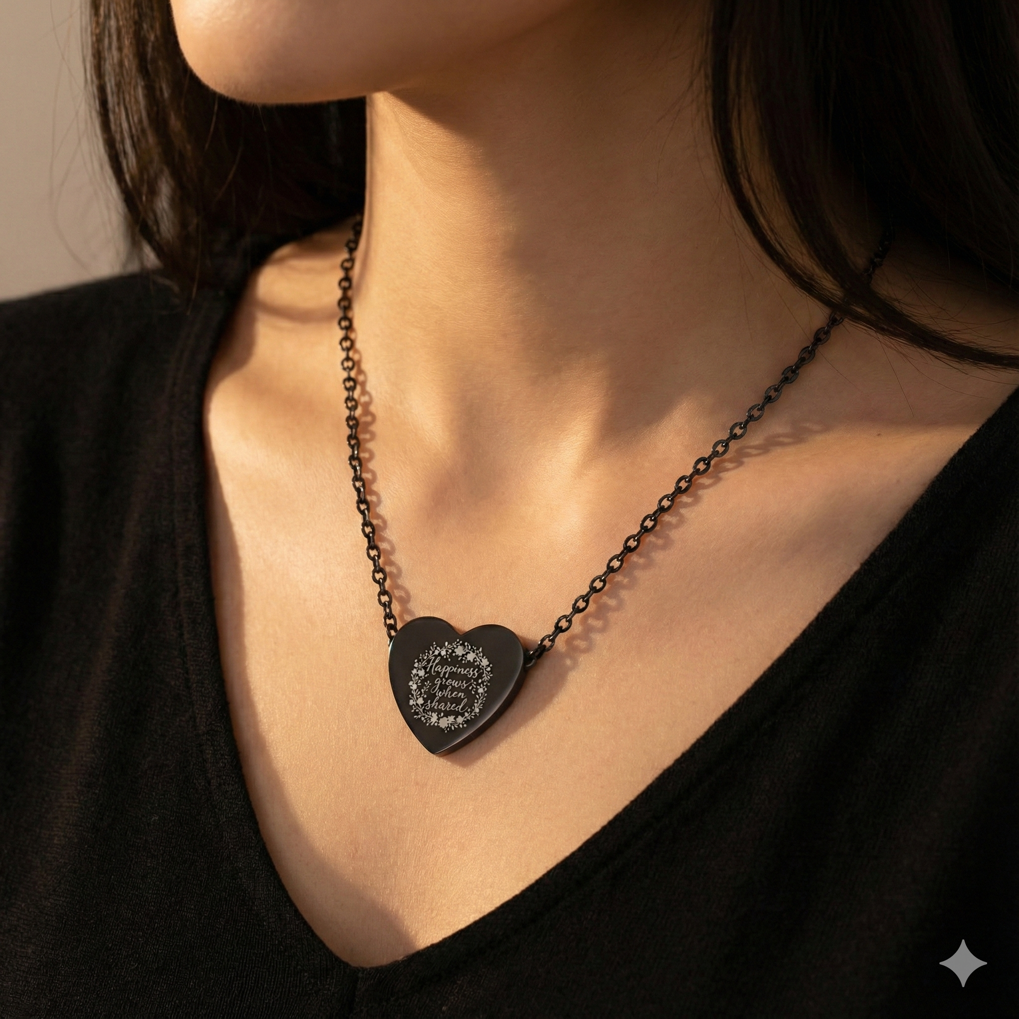 Necklace Engraved 'Happiness Grows When Shared'