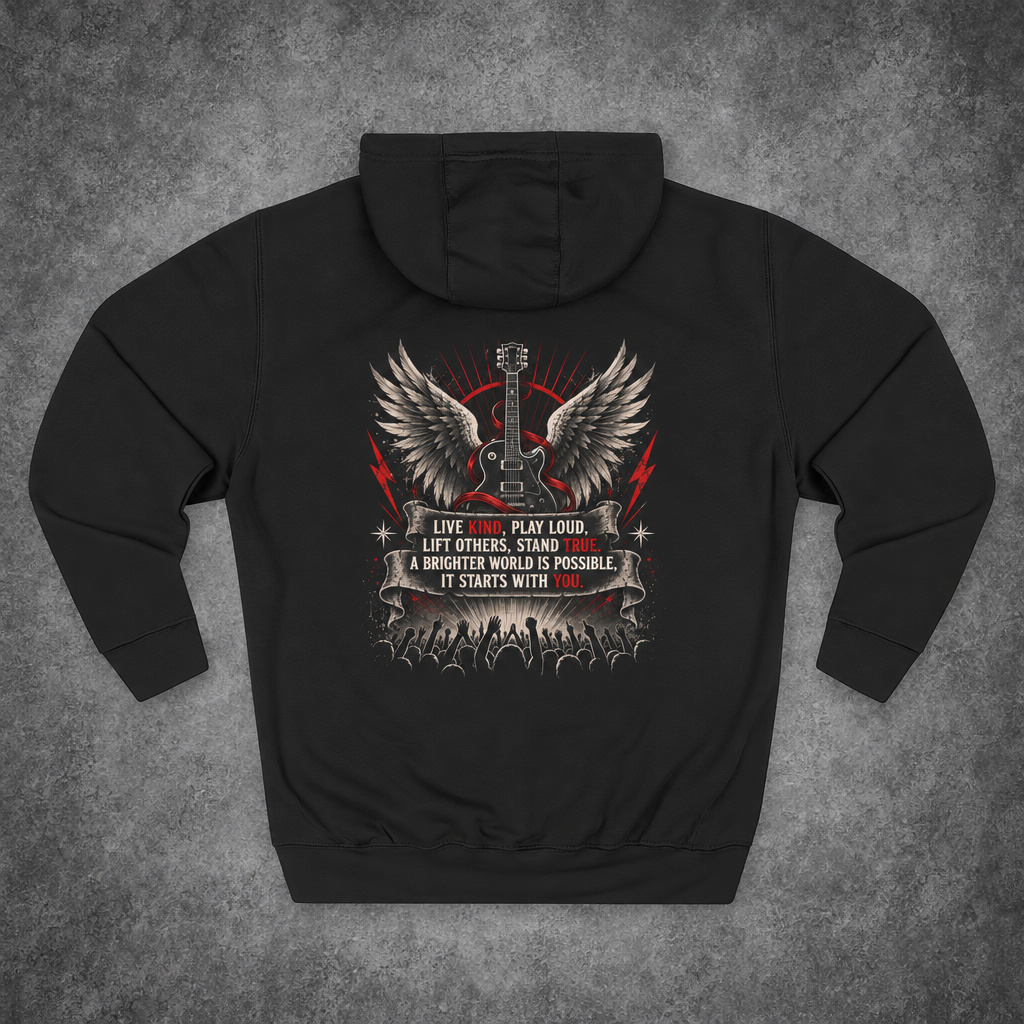 Live Loud Play Loud | Guitar Wings Fleece Hoodie
