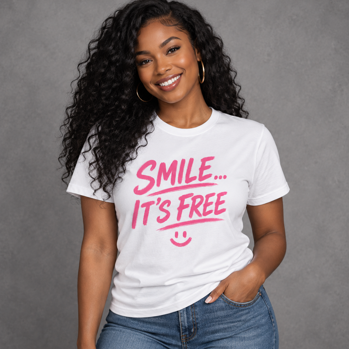 Smile... It’s Free T‑Shirt | Positive Graphic Tee