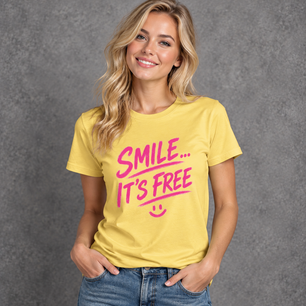 Smile... It’s Free T‑Shirt | Positive Graphic Tee