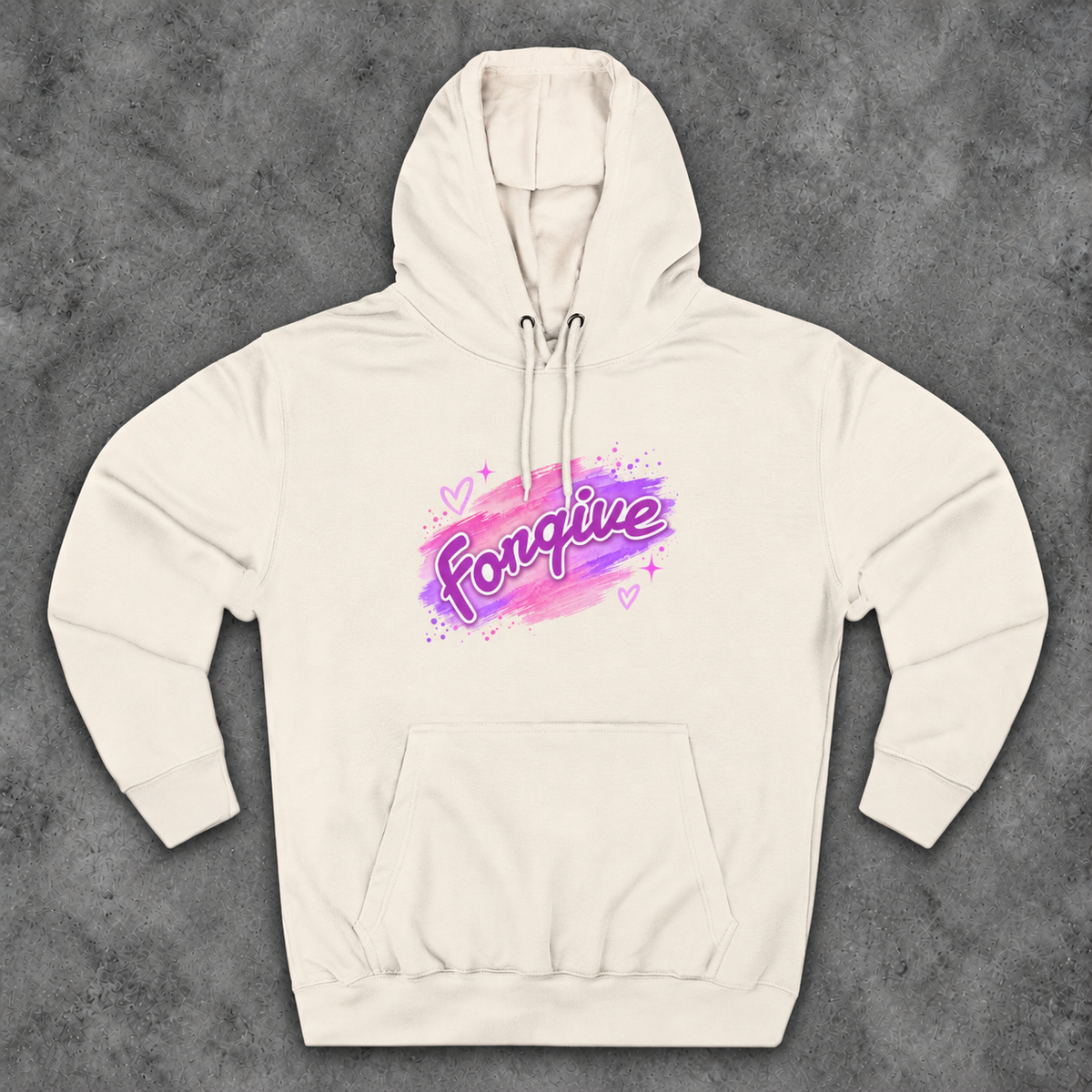 Forgive Script Hoodie | Pastel Brushstroke Graphic Pullover