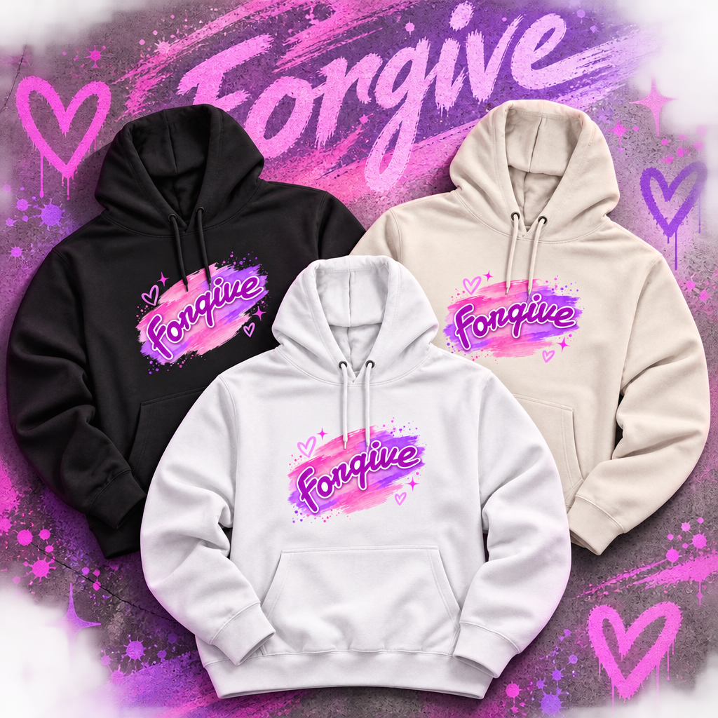 Forgive Script Hoodie | Pastel Brushstroke Graphic Pullover