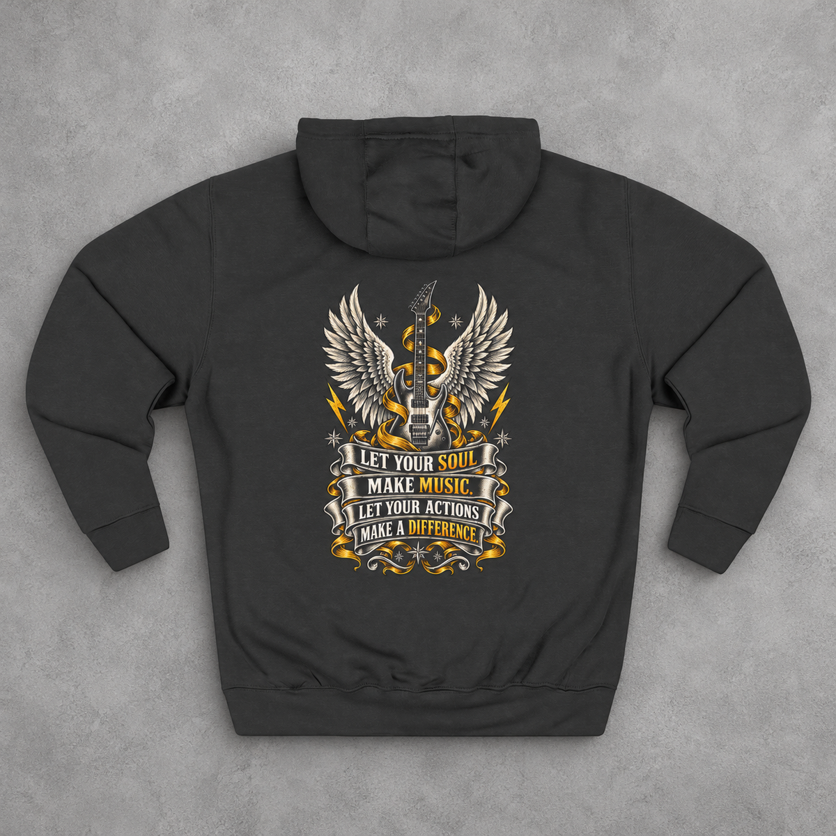 Music Wings Hoodie | "Let Your Soul Make Music" Inspirational Graphic Hoodie