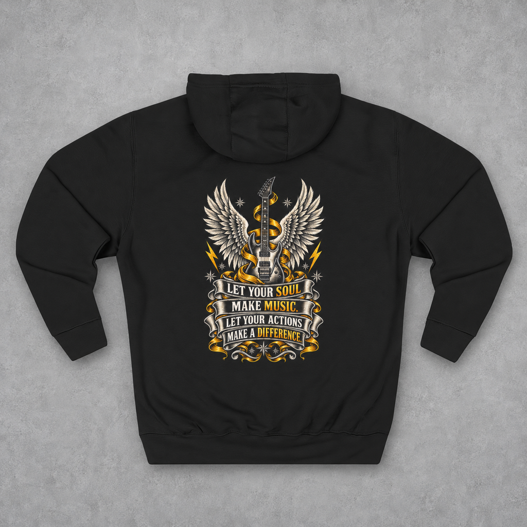 Music Wings Hoodie | "Let Your Soul Make Music" Inspirational Graphic Hoodie