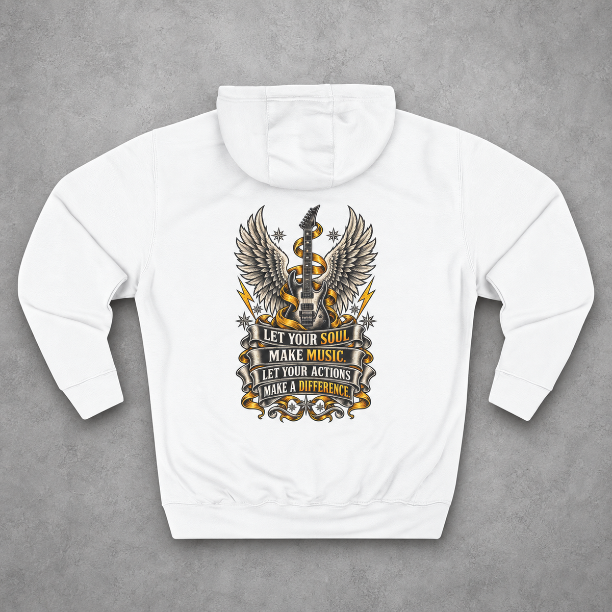 Music Wings Hoodie | "Let Your Soul Make Music" Inspirational Graphic Hoodie