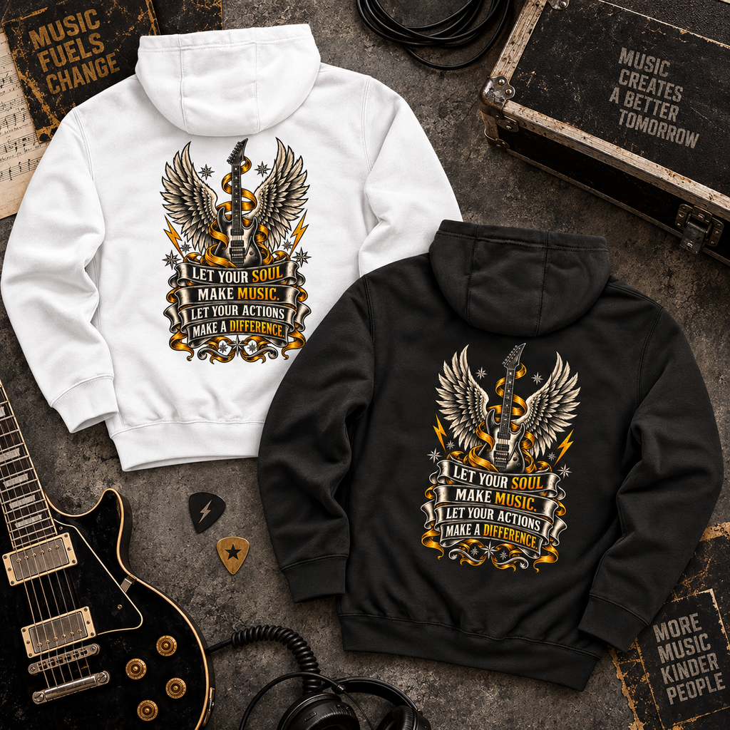 Music Wings Hoodie | "Let Your Soul Make Music" Inspirational Graphic Hoodie