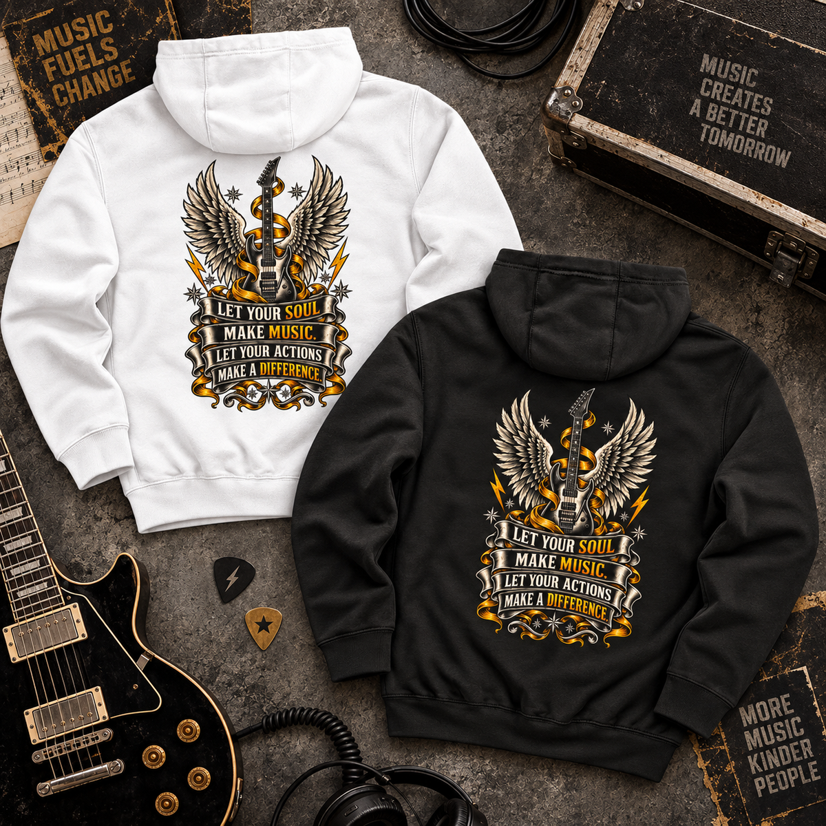 Music Wings Hoodie | "Let Your Soul Make Music" Inspirational Graphic Hoodie