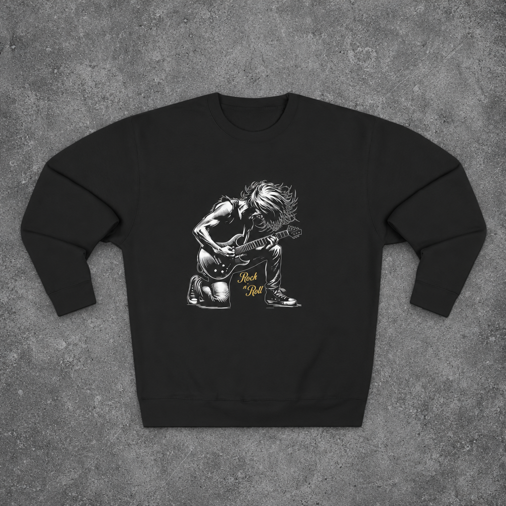 Rock Guitarist Crewneck Sweatshirt | Vintage Kneeling Guitar Player Design