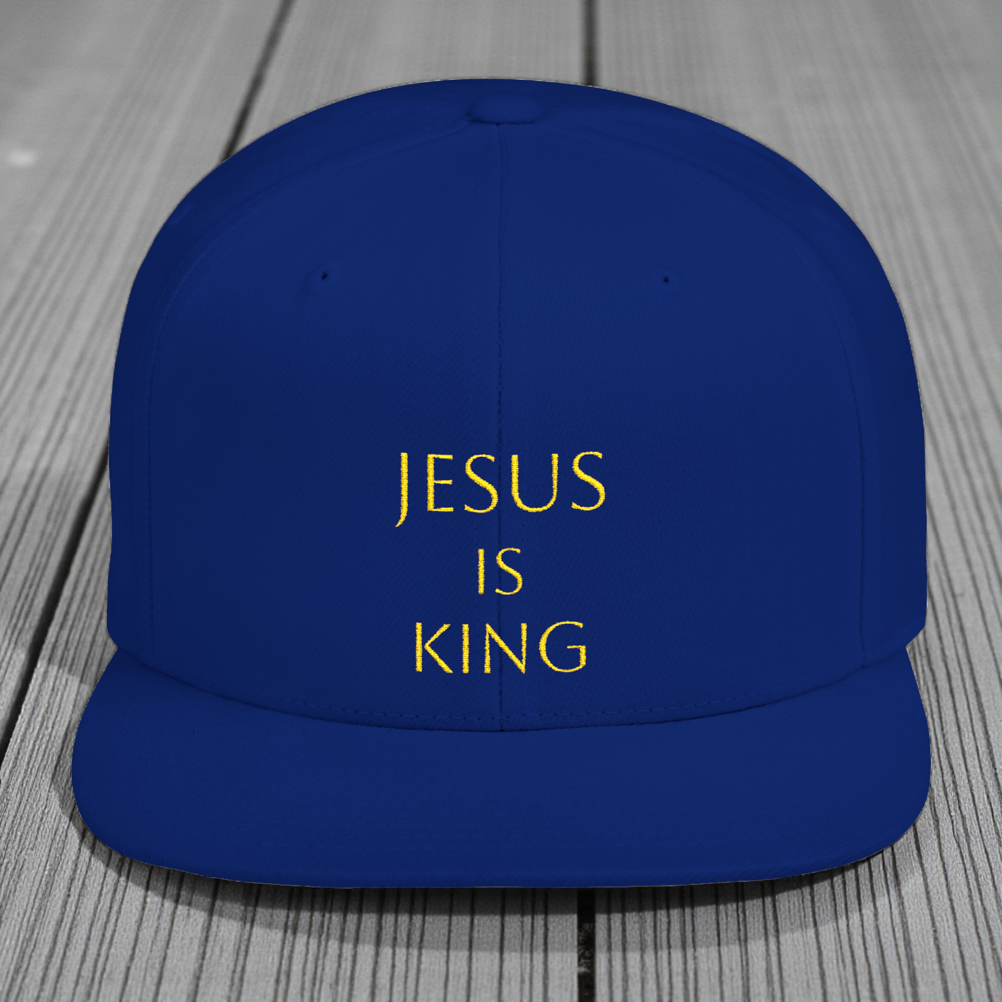 Embroidered Jesus Is King Flat Bill Snapback Hat