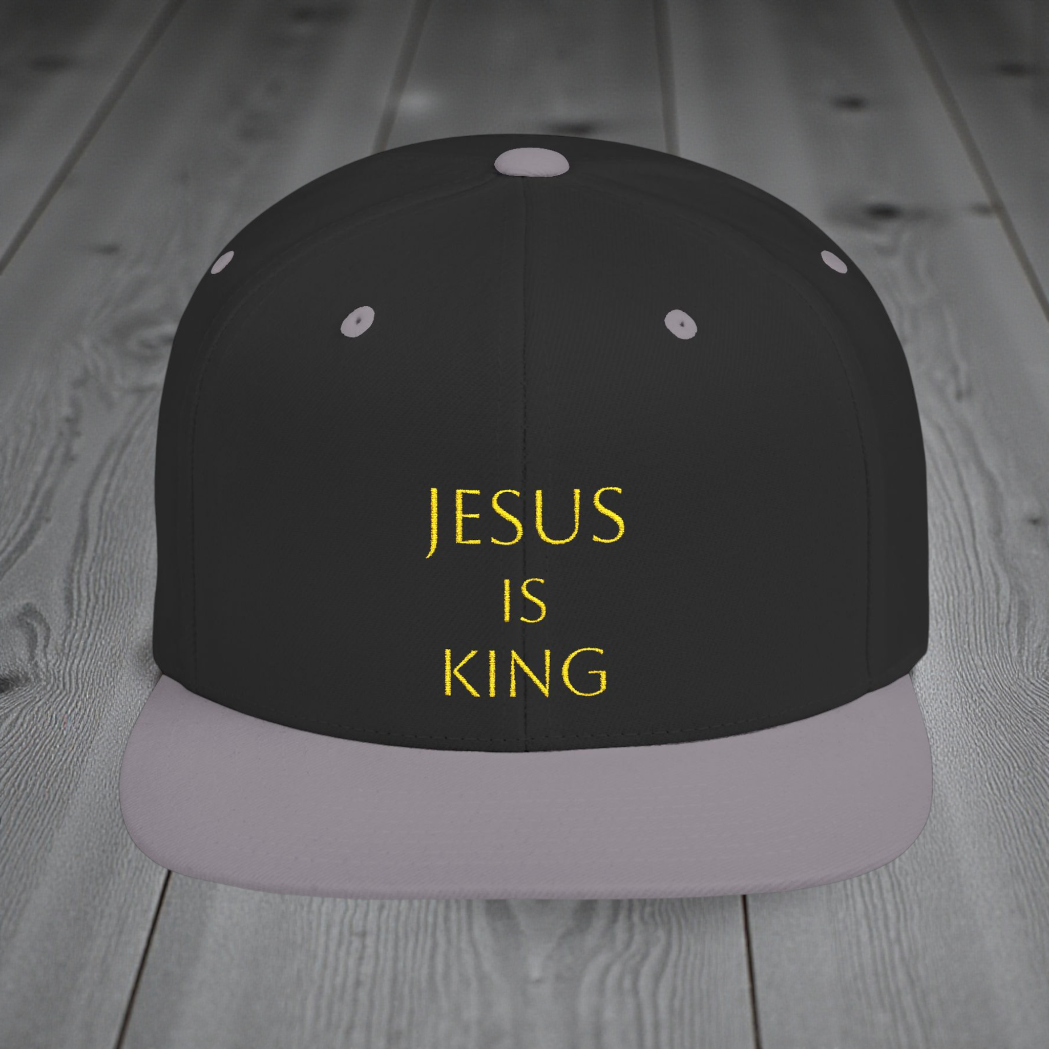 Embroidered Jesus Is King Flat Bill Snapback Hat