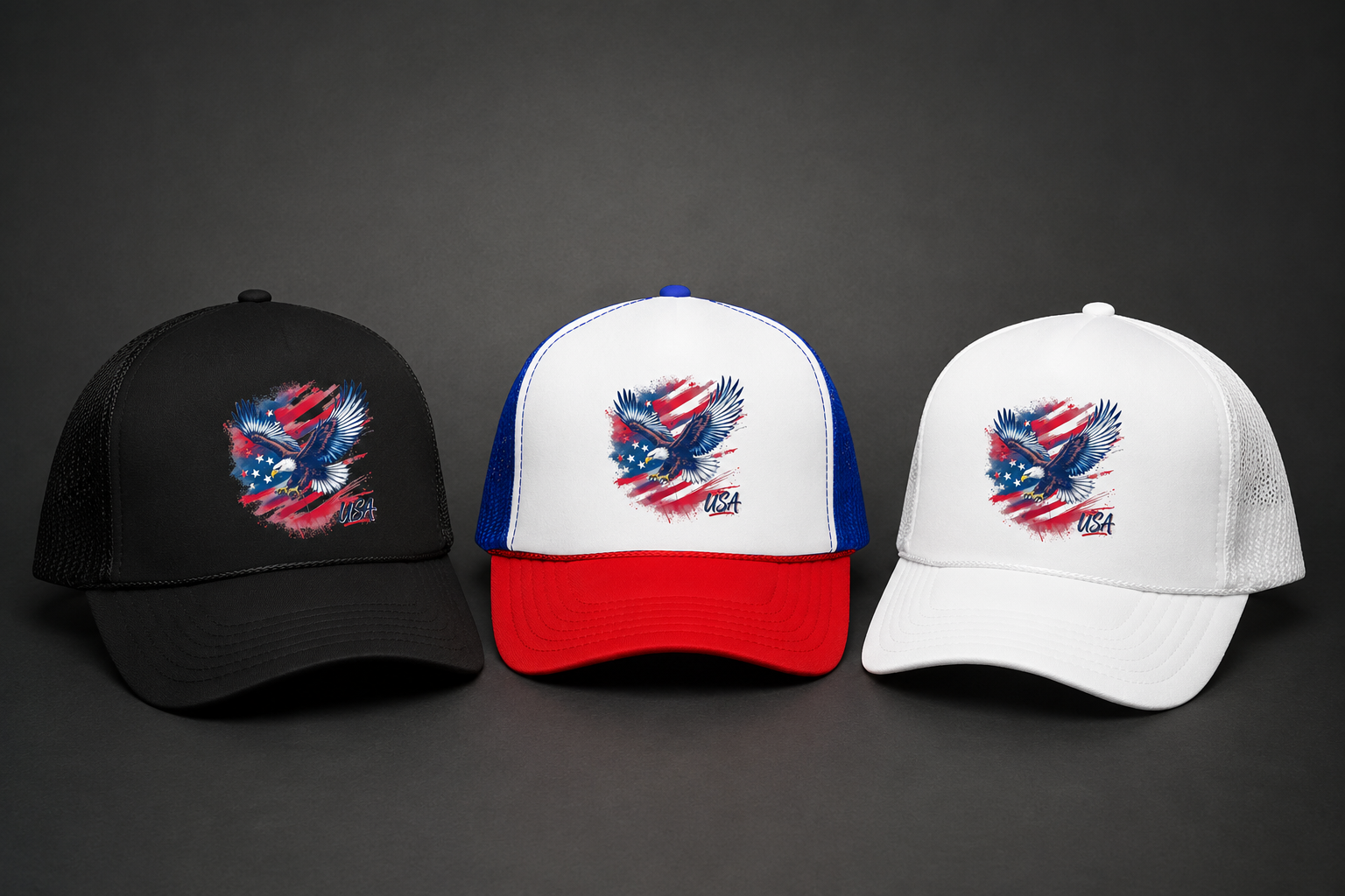 American Eagle Trucker Hat | Patriotic USA Flag Foam Cap for 4th of July