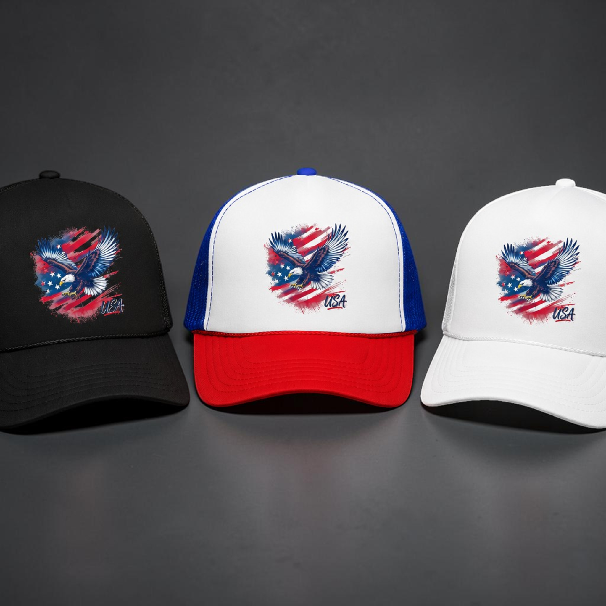 American Eagle Trucker Hat | Patriotic USA Flag Foam Cap for 4th of July