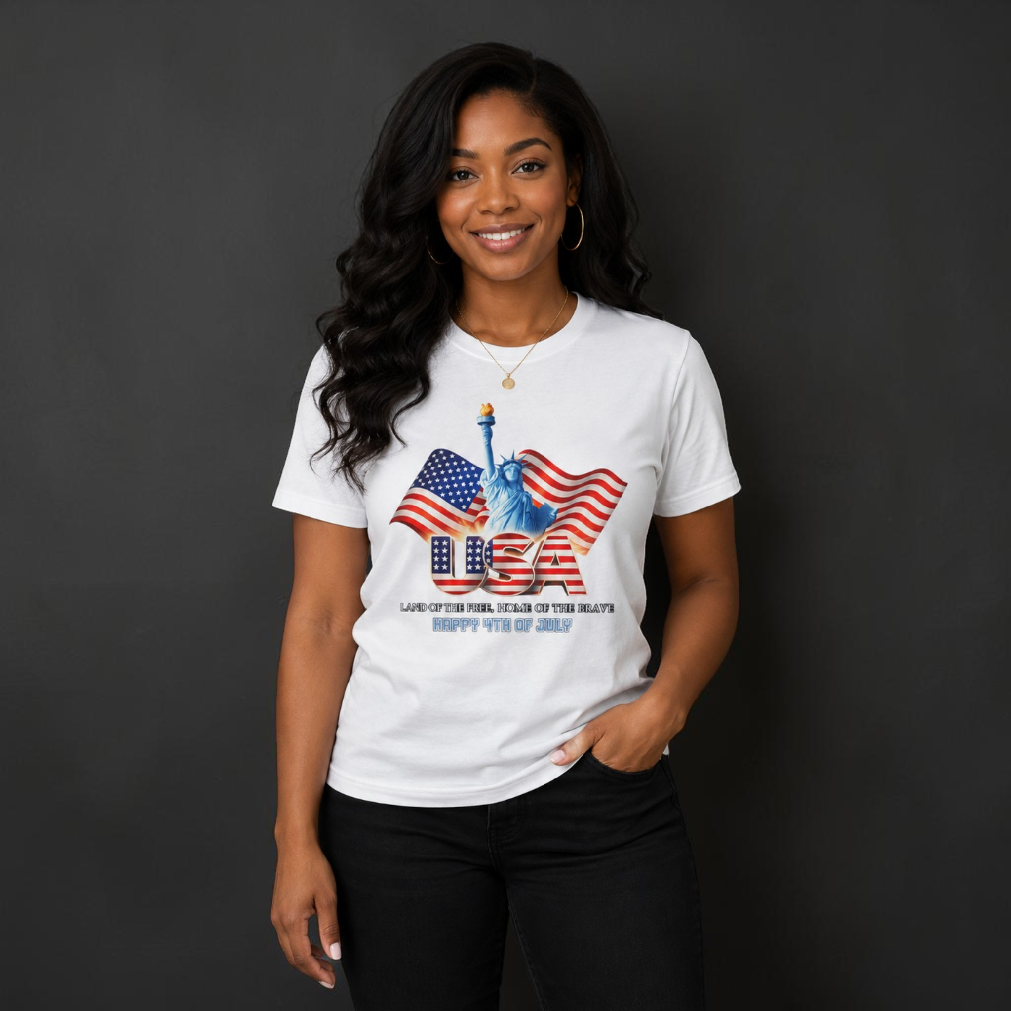 USA Statue of Liberty Flag T-Shirt | Fourth of July Patriotic Tee