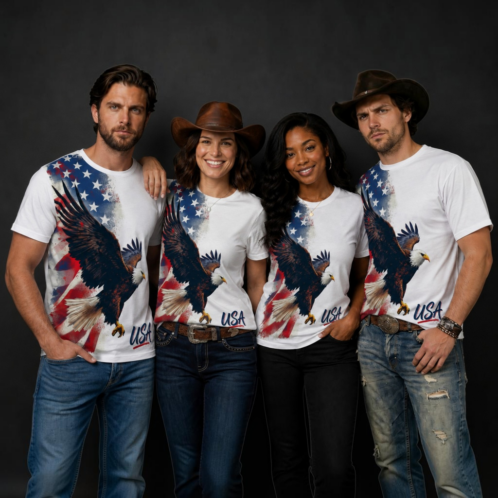 Patriotic Bald Eagle Tee — USA Flag Graphic Shirt