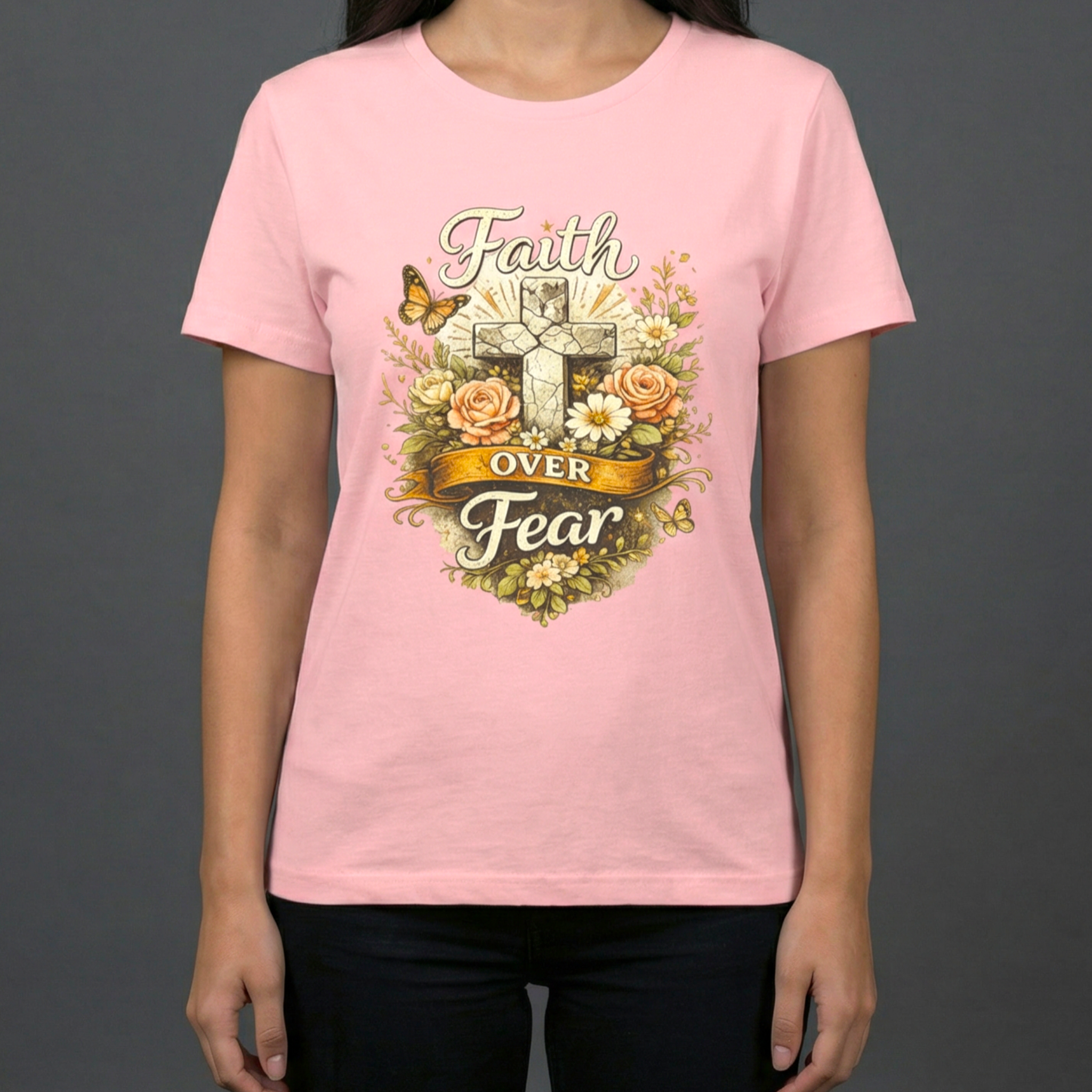 Faith Over Fear Floral Tee — S&S Premium Collection