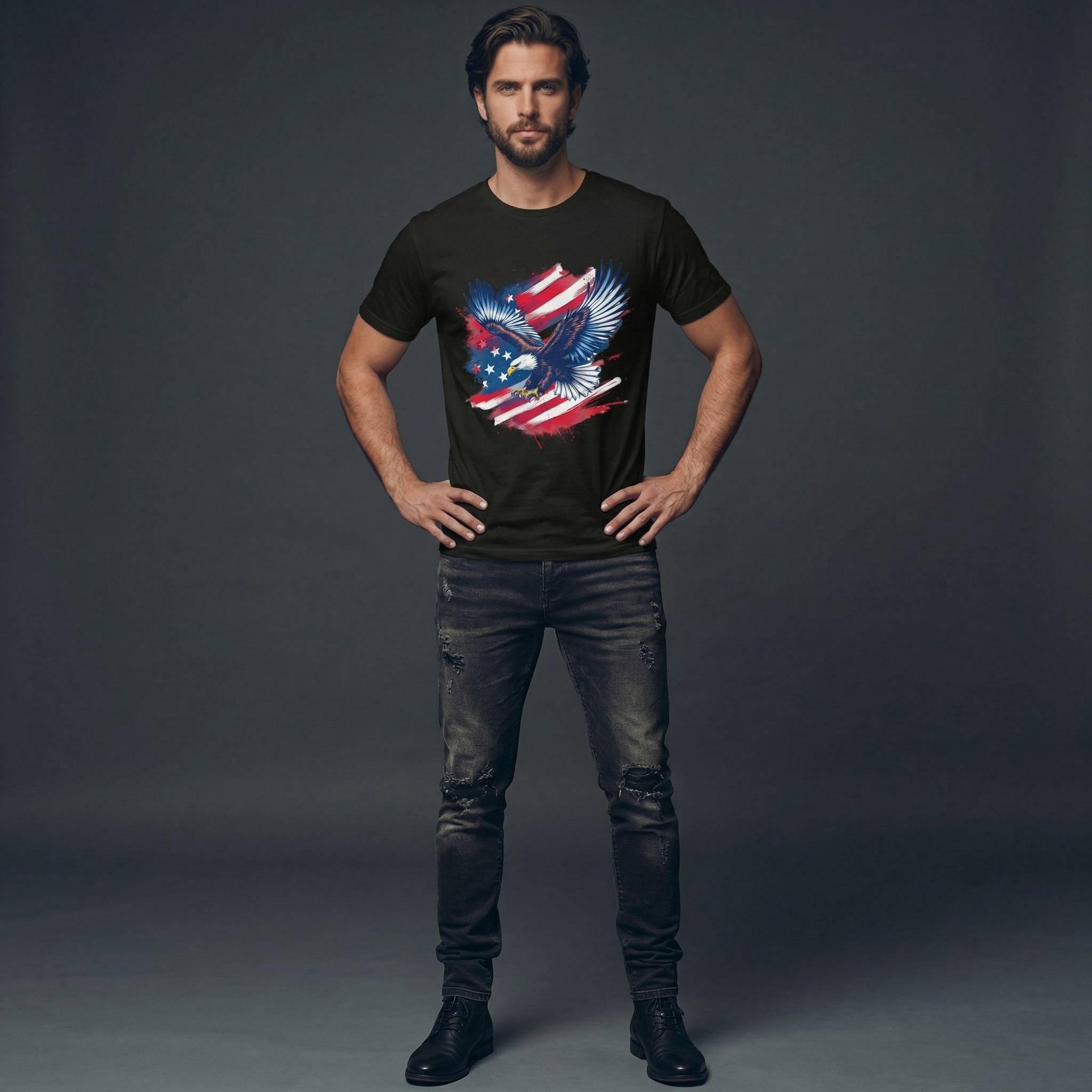 Patriotic Eagle T-Shirt | American Flag Feathered Bald Eagle T-Shirt