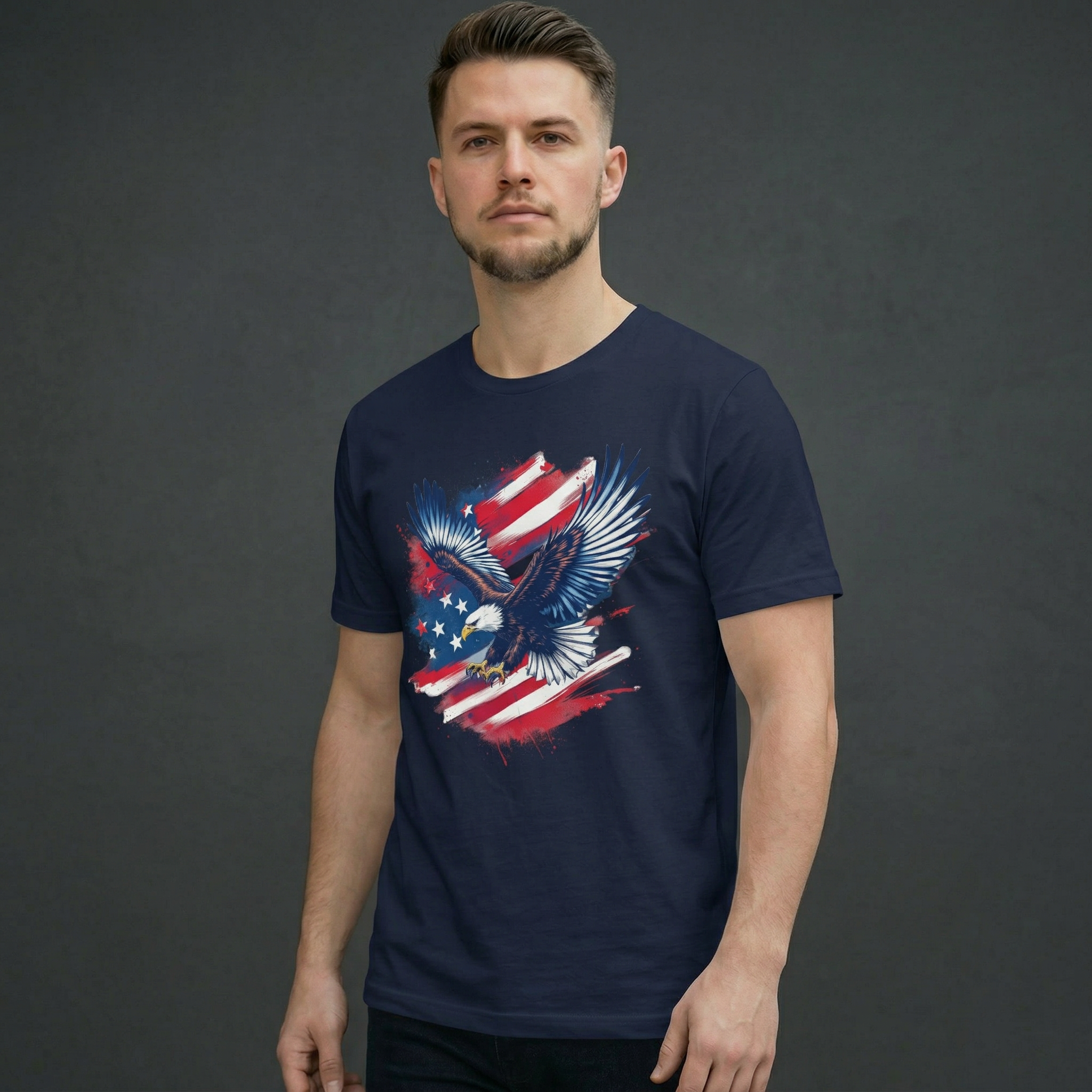 Patriotic Eagle T-Shirt | American Flag Feathered Bald Eagle T-Shirt