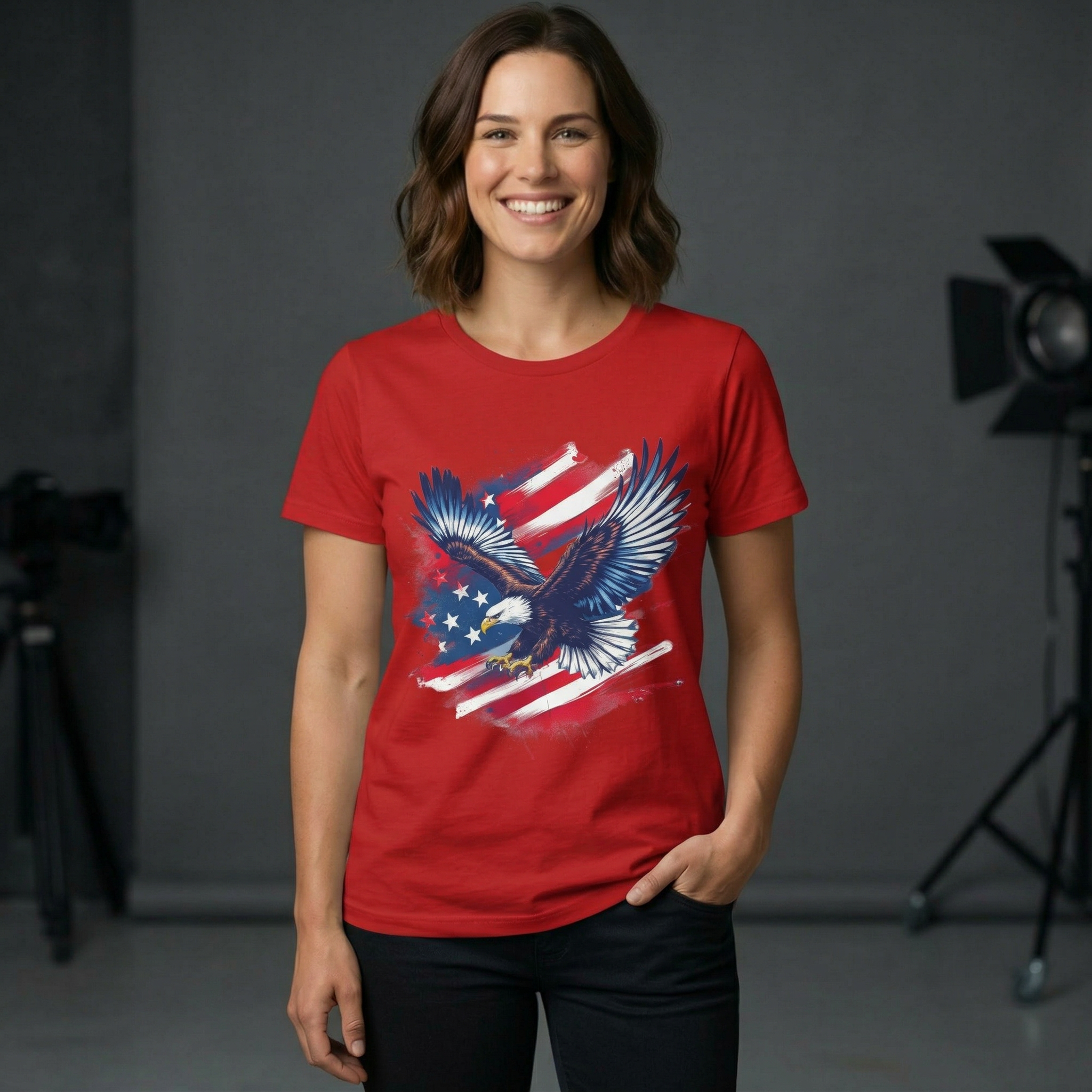 Patriotic Eagle T-Shirt | American Flag Feathered Bald Eagle T-Shirt