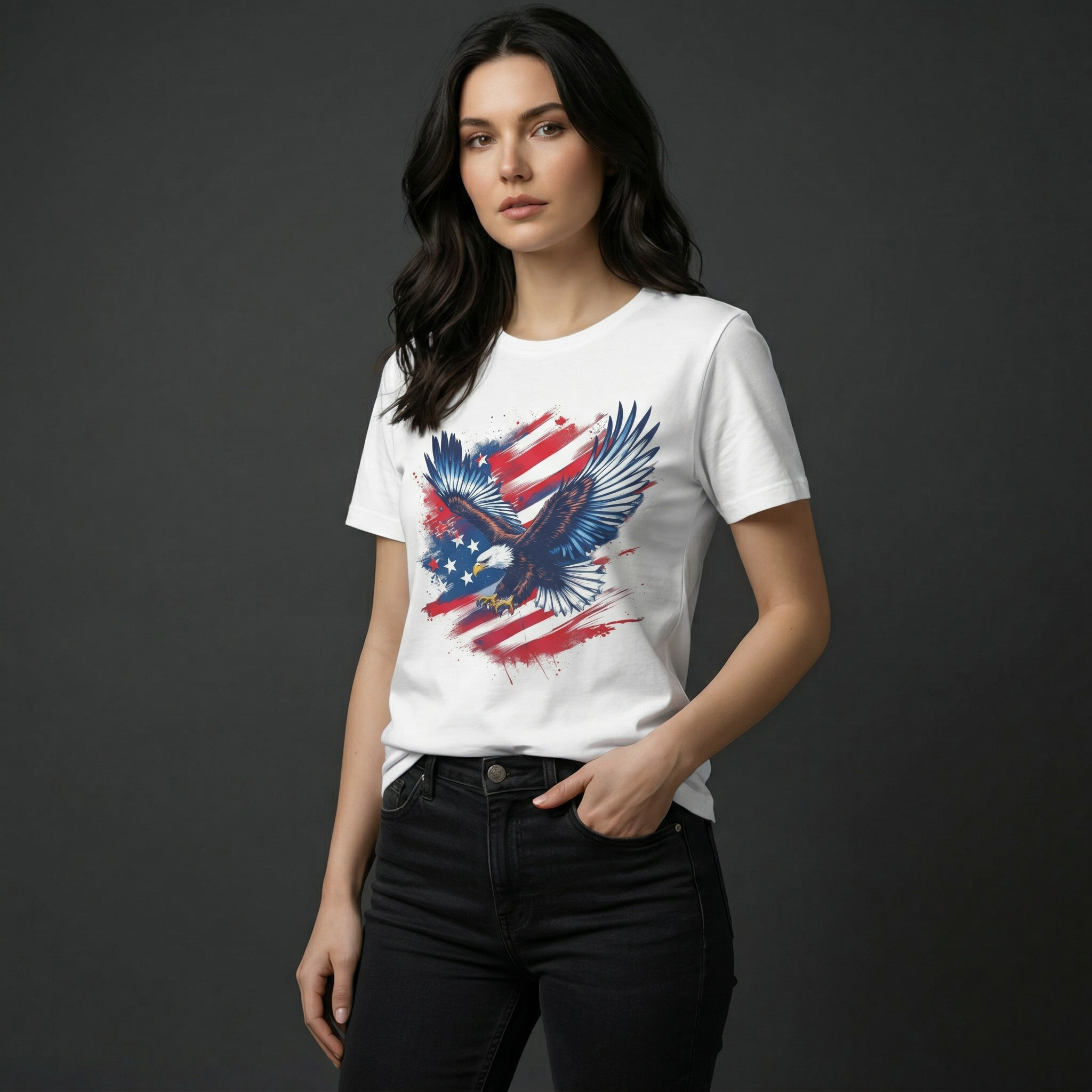 Patriotic Eagle T-Shirt | American Flag Feathered Bald Eagle T-Shirt