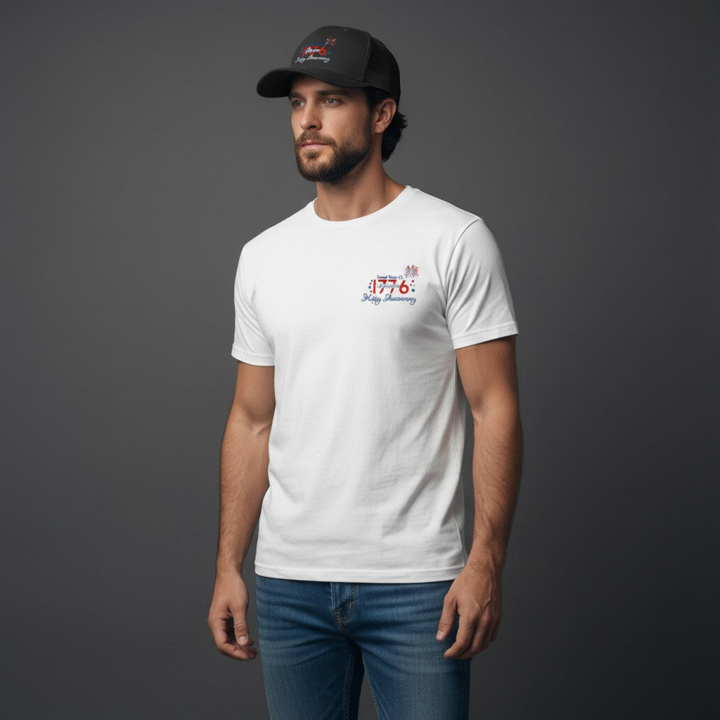 4th of July Hat - "Happy Anniversary" Retro USA Mesh Cap
