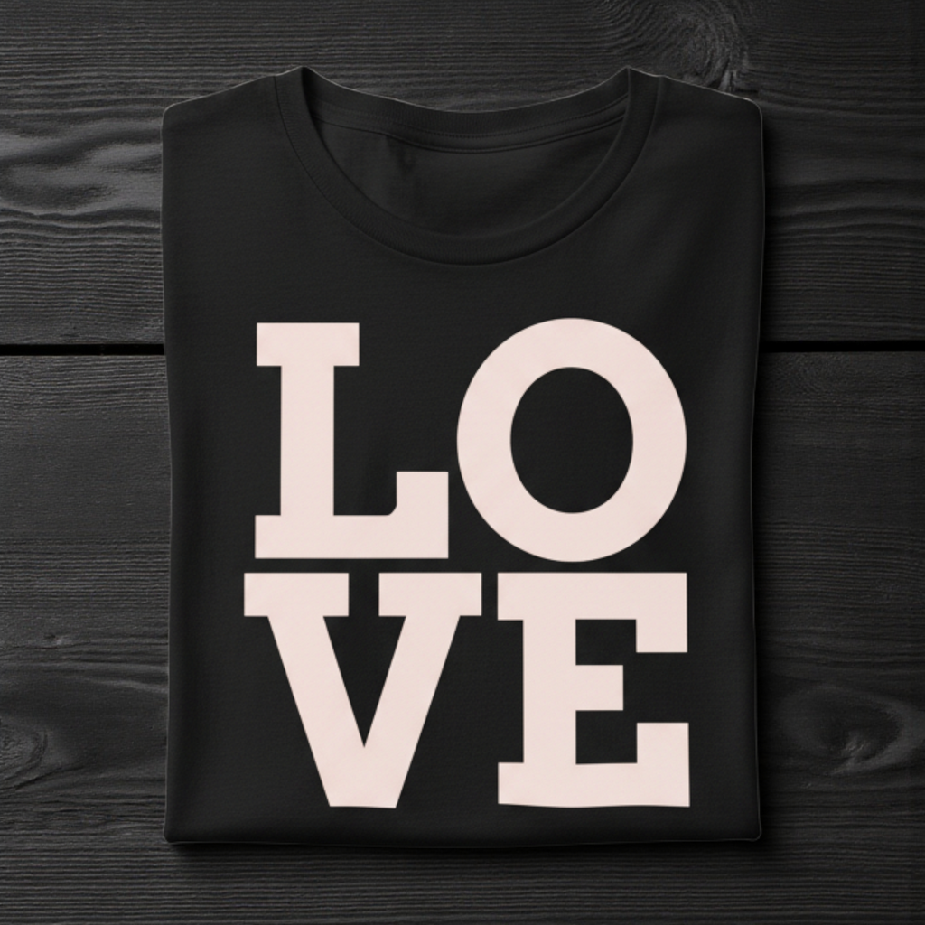 LOVE Block Letters T-Shirt | Pastel Pink Typography Tee