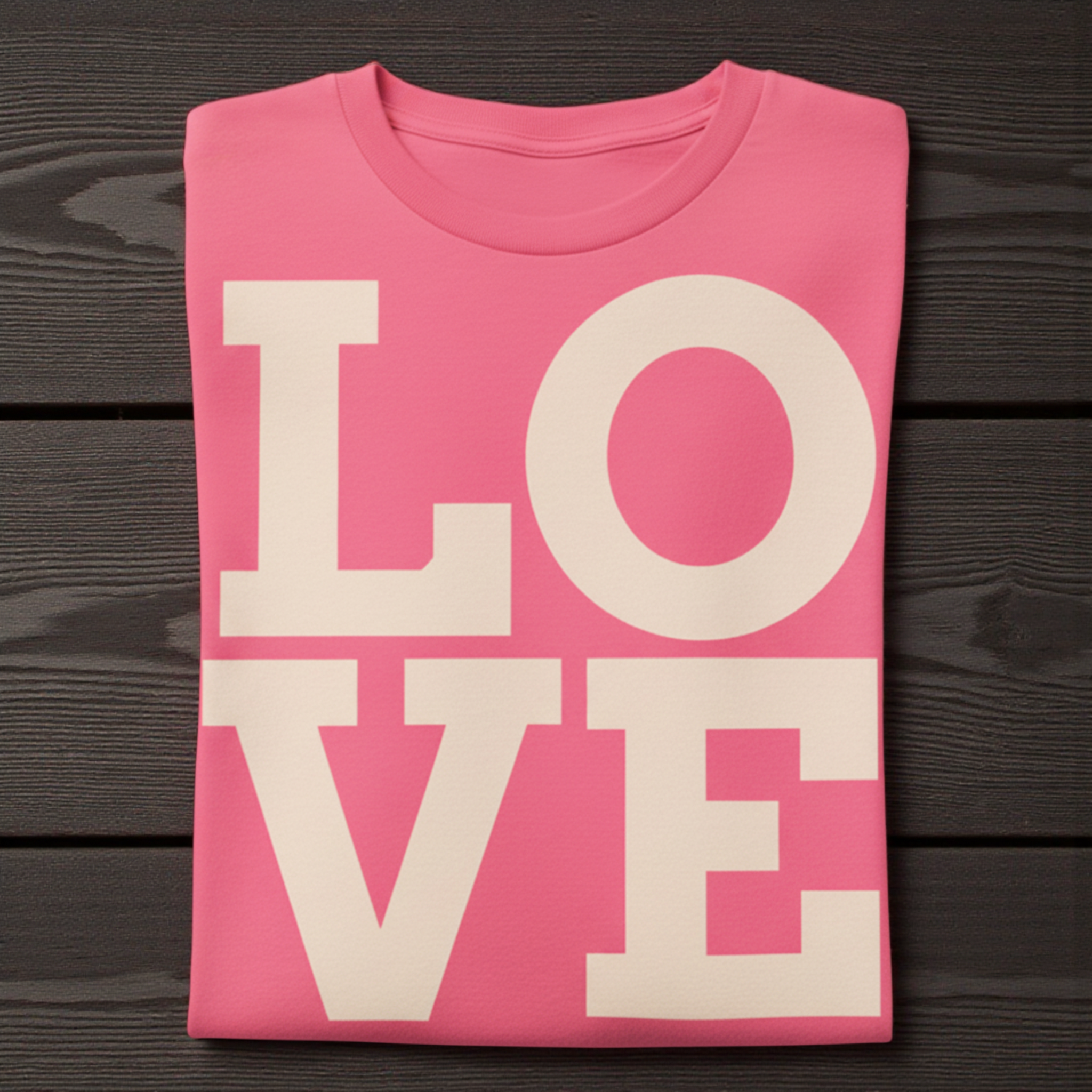 LOVE Block Letters T-Shirt | Pastel Pink Typography Tee