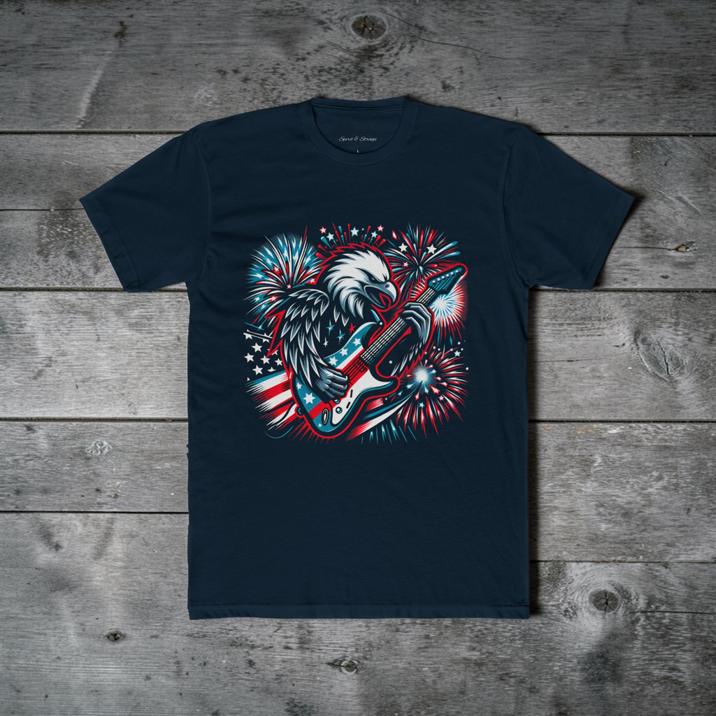 Patriotic Eagle Guitar Tee Independence Day 4th of July