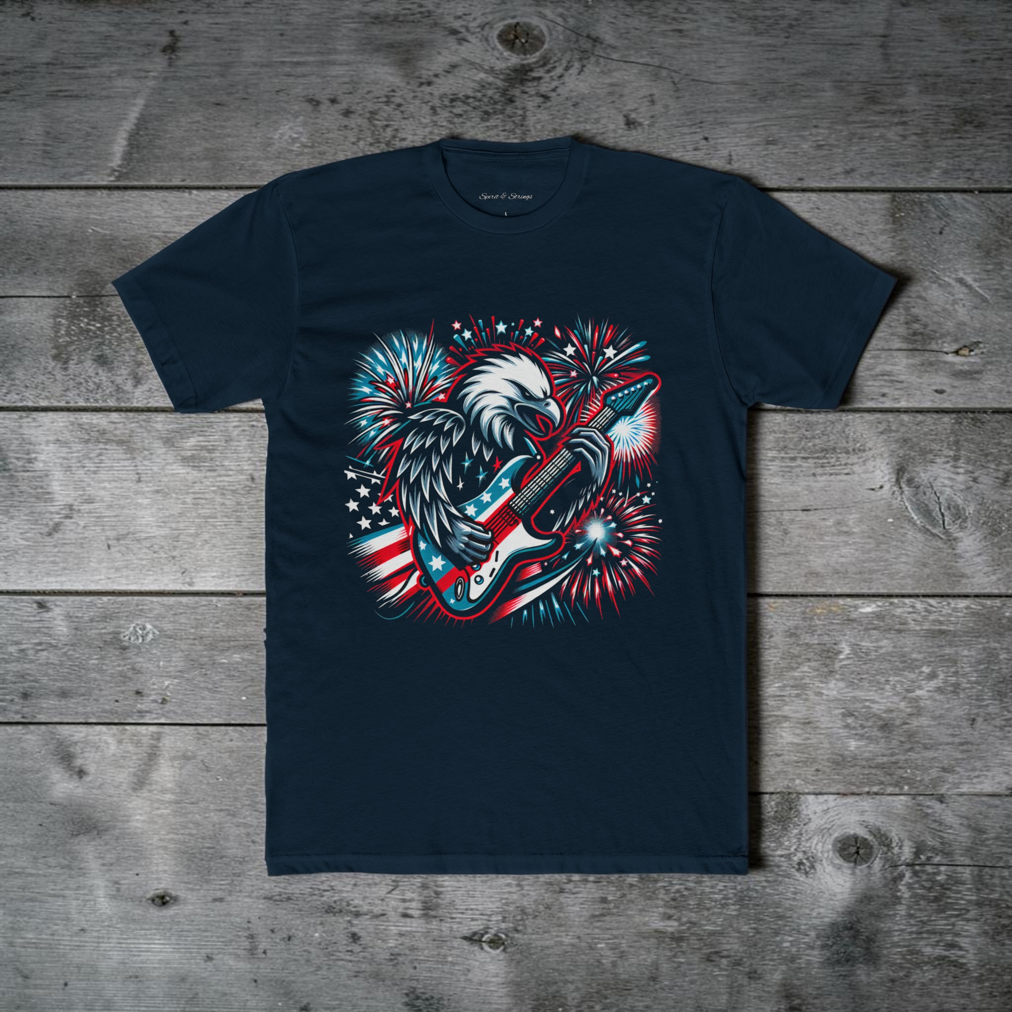 Patriotic Eagle Guitar Tee Independence Day 4th of July