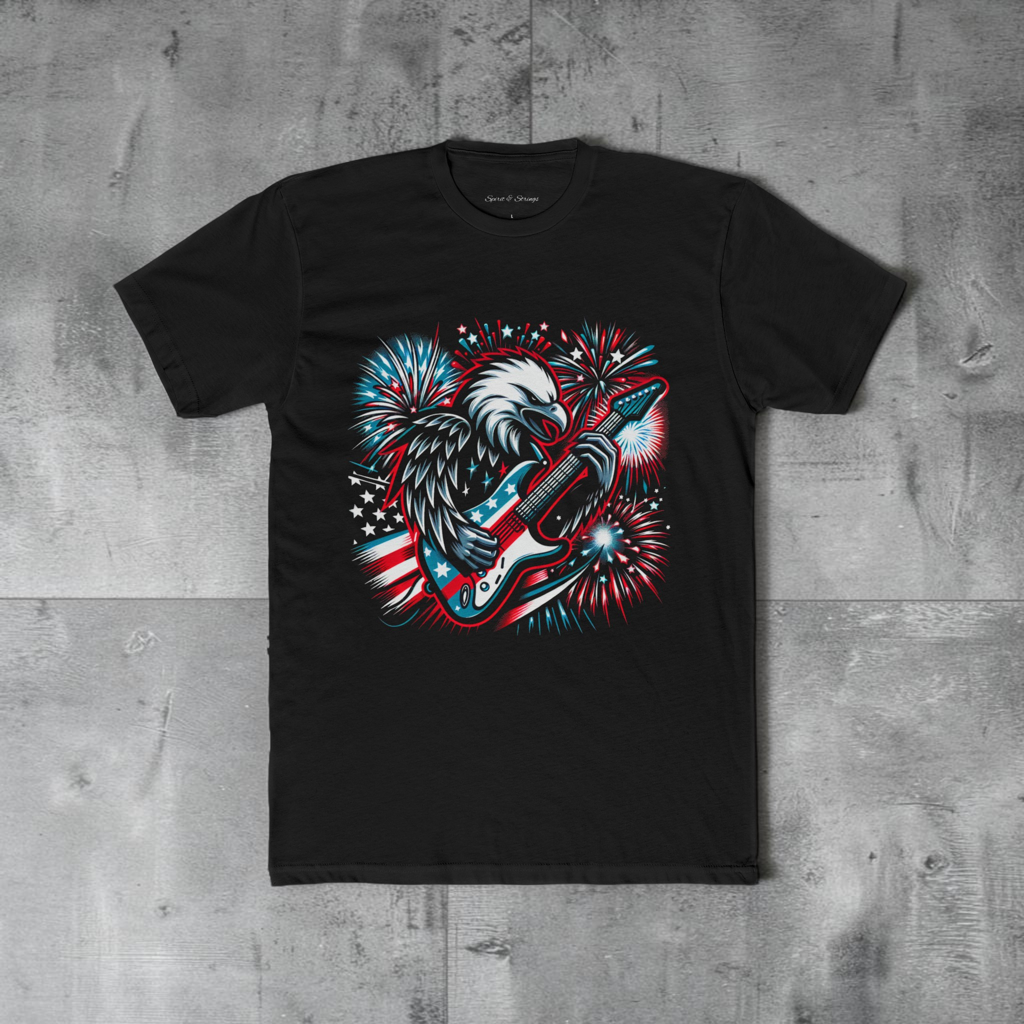 Patriotic Eagle Guitar Tee Independence Day 4th of July