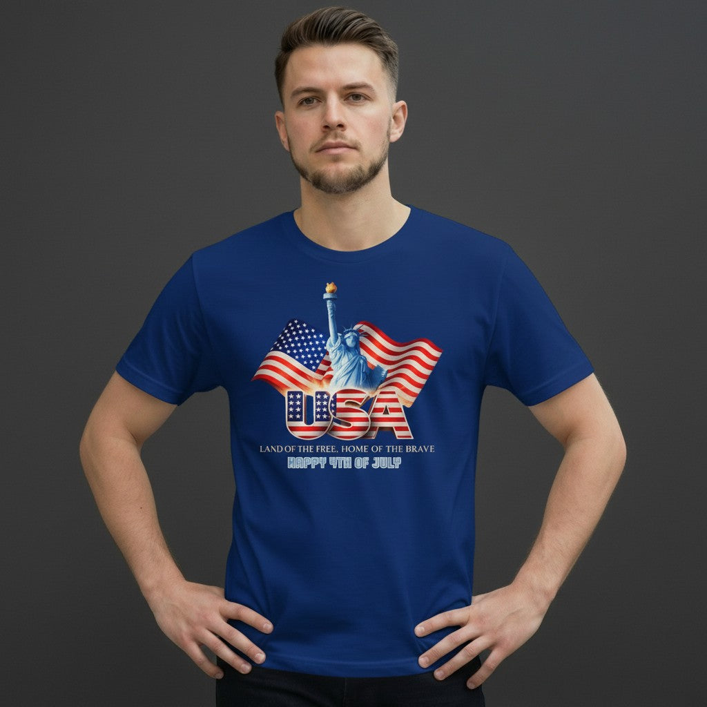 USA Statue of Liberty Flag T-Shirt | Fourth of July Patriotic Tee