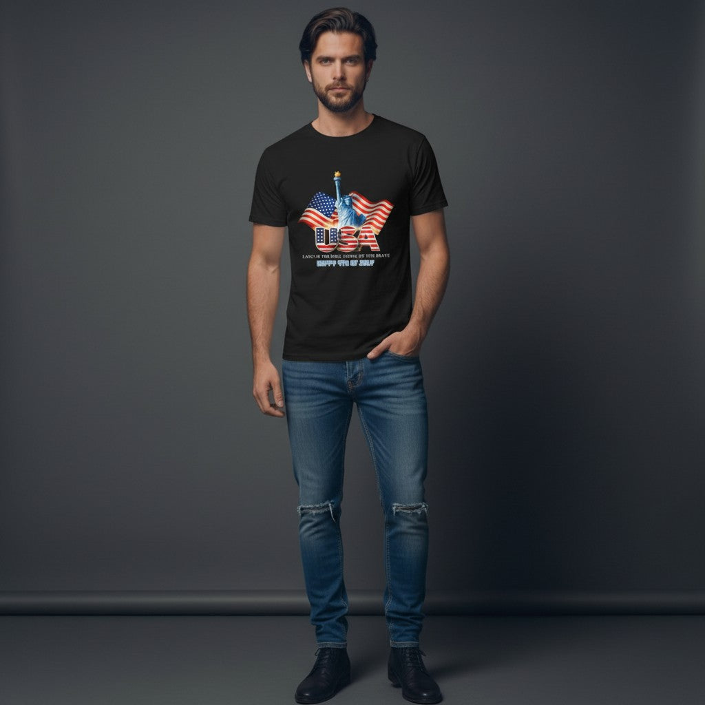 USA Statue of Liberty Flag T-Shirt | Fourth of July Patriotic Tee