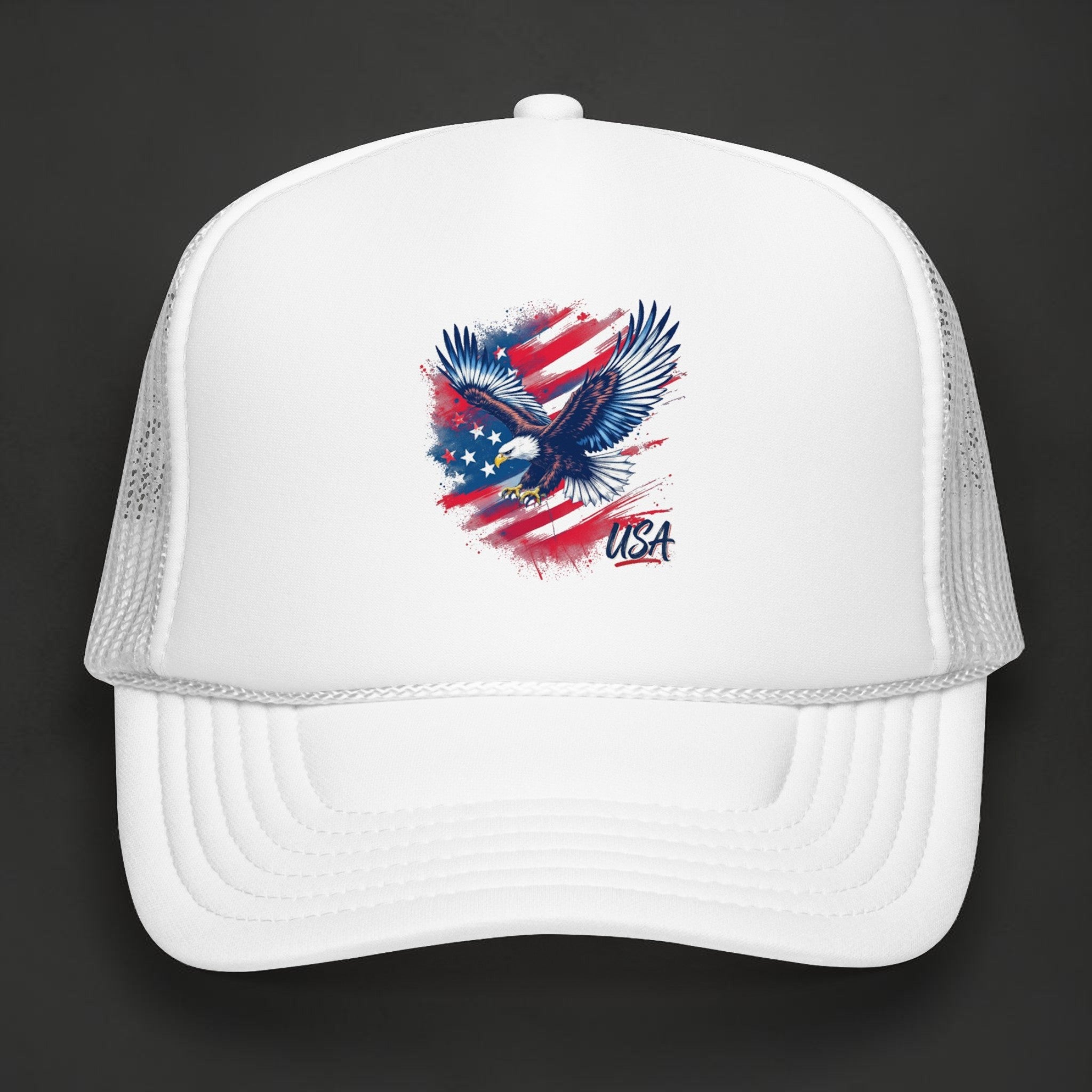 American Eagle Trucker Hat | Patriotic USA Flag Foam Cap for 4th of July