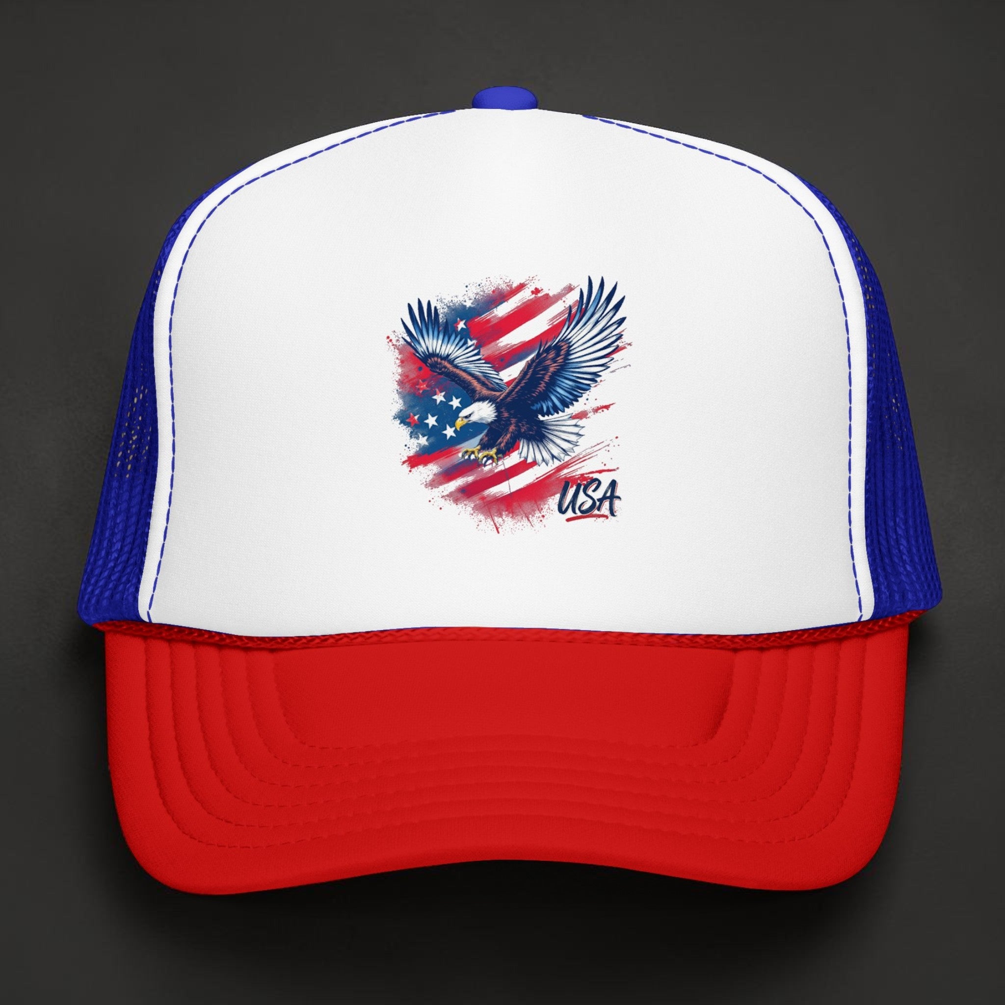 American Eagle Trucker Hat | Patriotic USA Flag Foam Cap for 4th of July