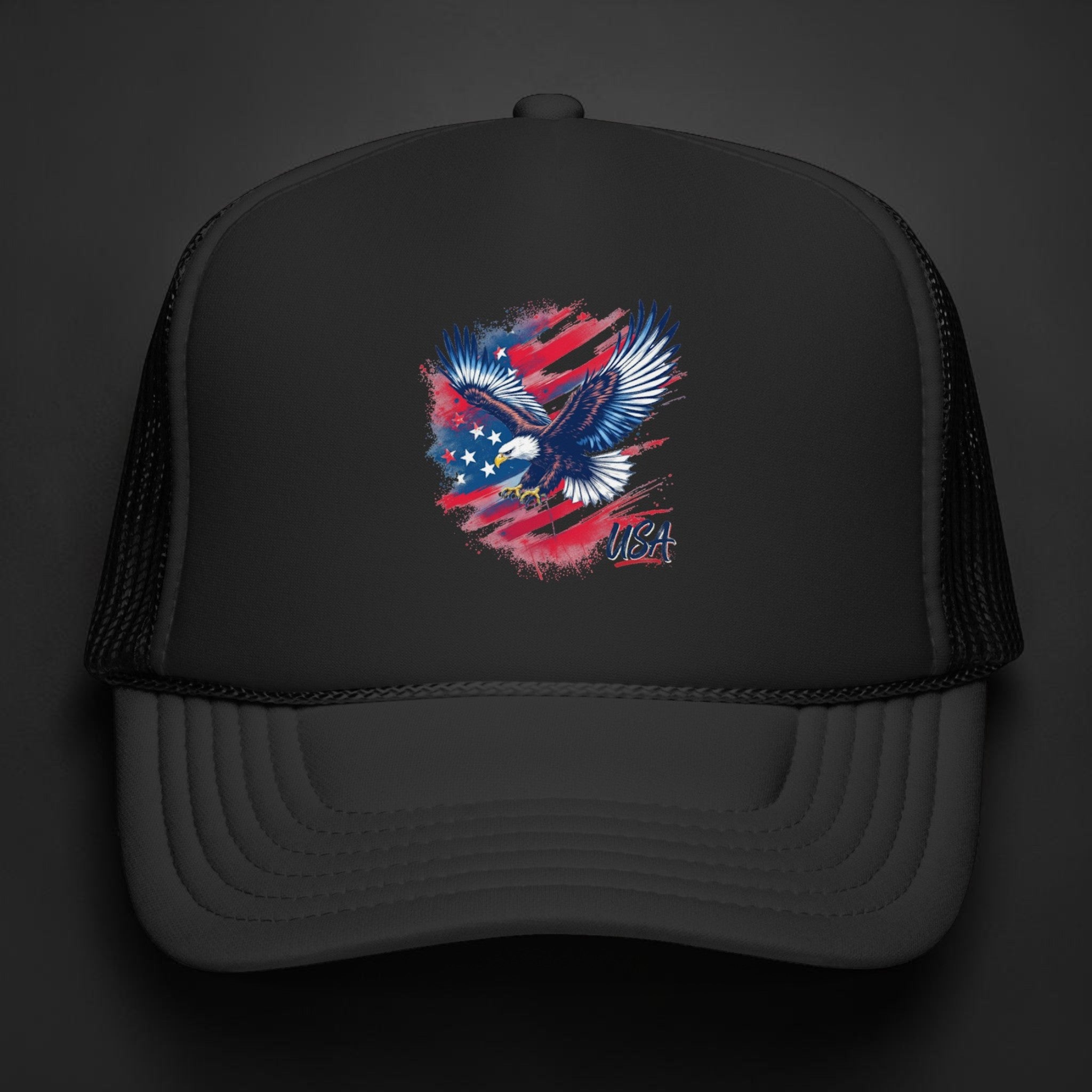 American Eagle Trucker Hat | Patriotic USA Flag Foam Cap for 4th of July