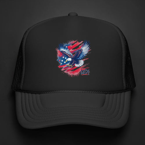 American Eagle Trucker Hat | Patriotic USA Flag Foam Cap for 4th of July