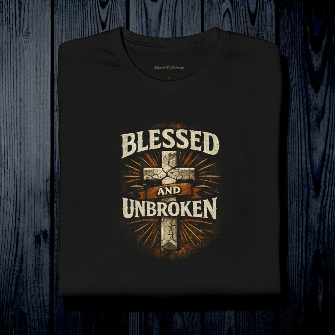 Blessed and Unbroken Christian T-Shirt — Modern Fit