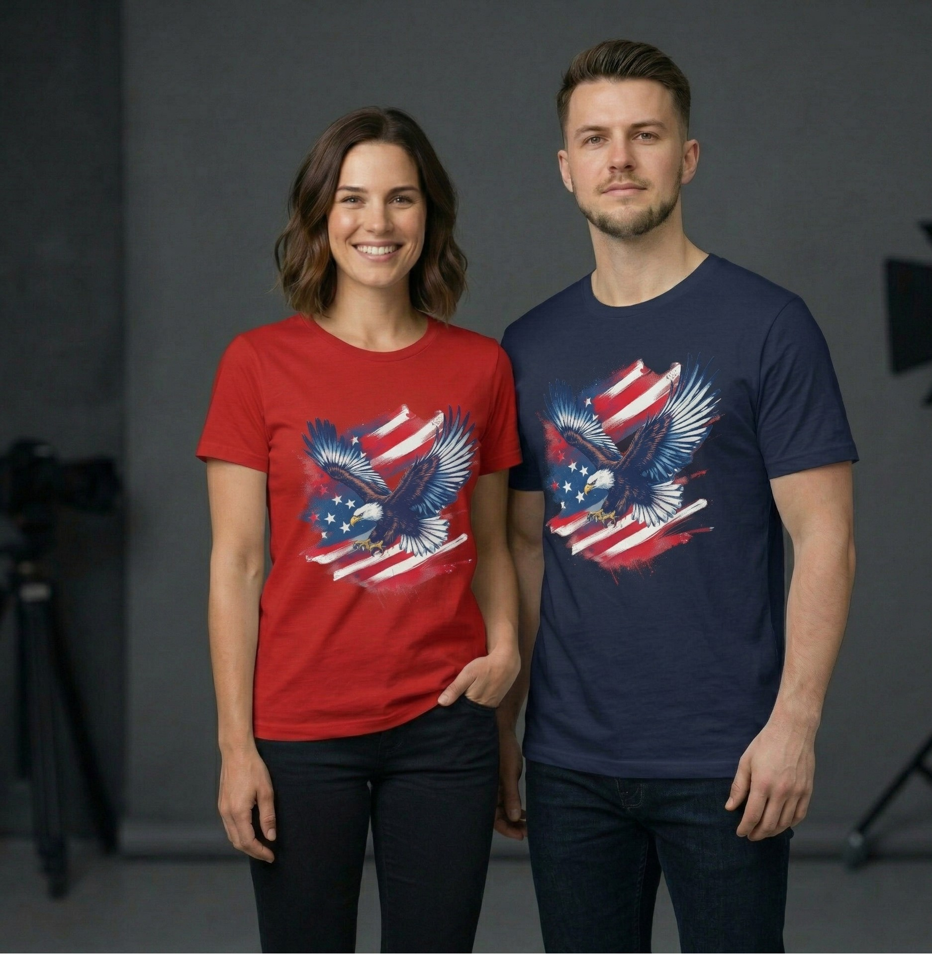 Patriotic Eagle T-Shirt | American Flag Feathered Bald Eagle T-Shirt