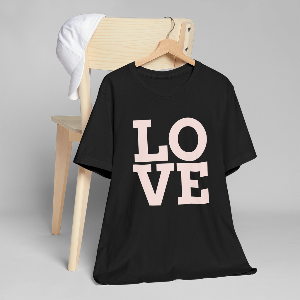 LOVE Block Letters T-Shirt | Pastel Pink Typography Tee