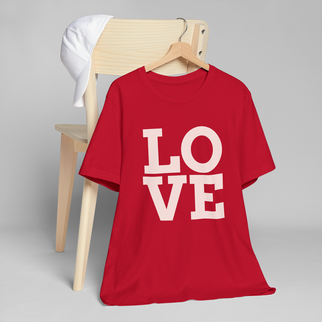 LOVE Block Letters T-Shirt | Pastel Pink Typography Tee
