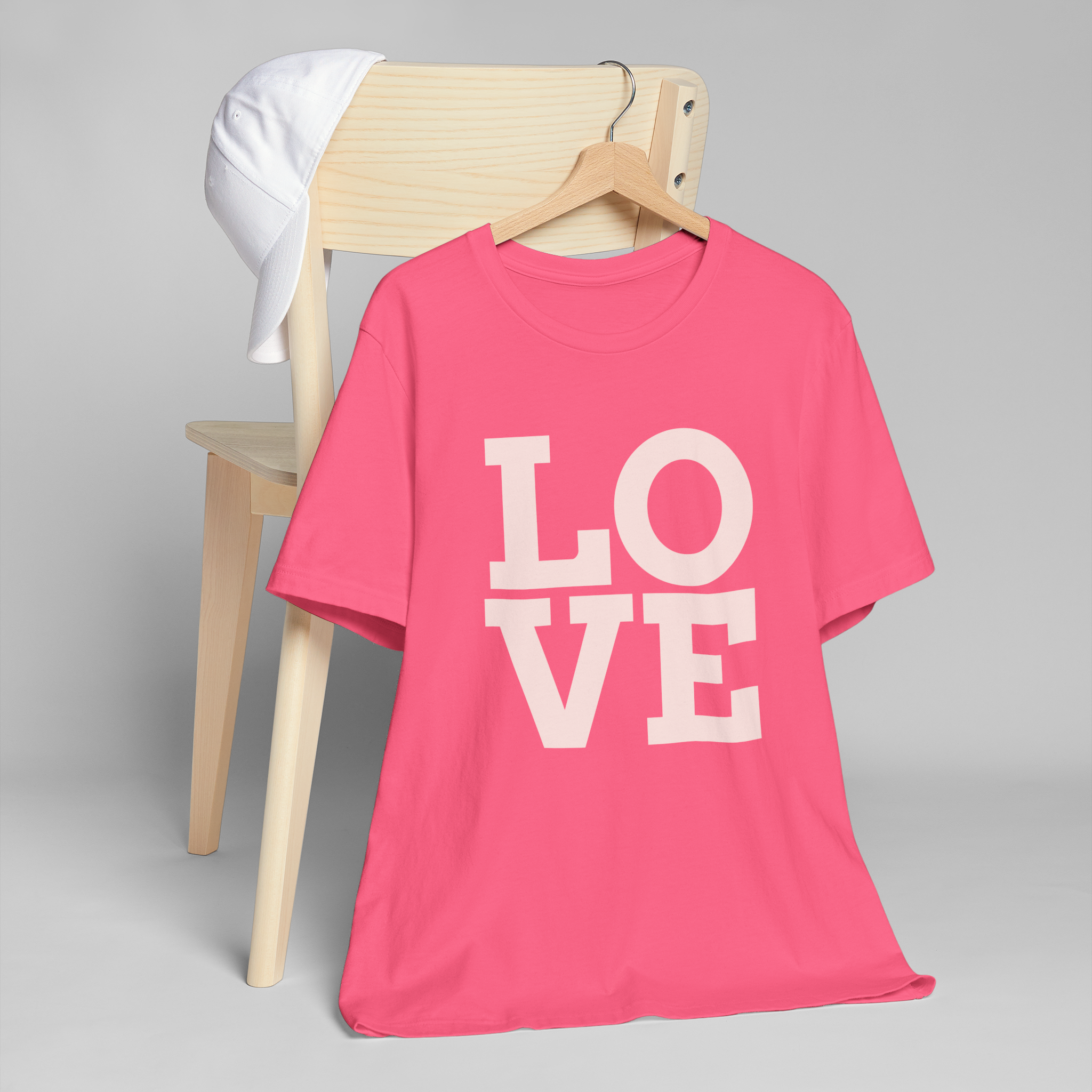 LOVE Block Letters T-Shirt | Pastel Pink Typography Tee