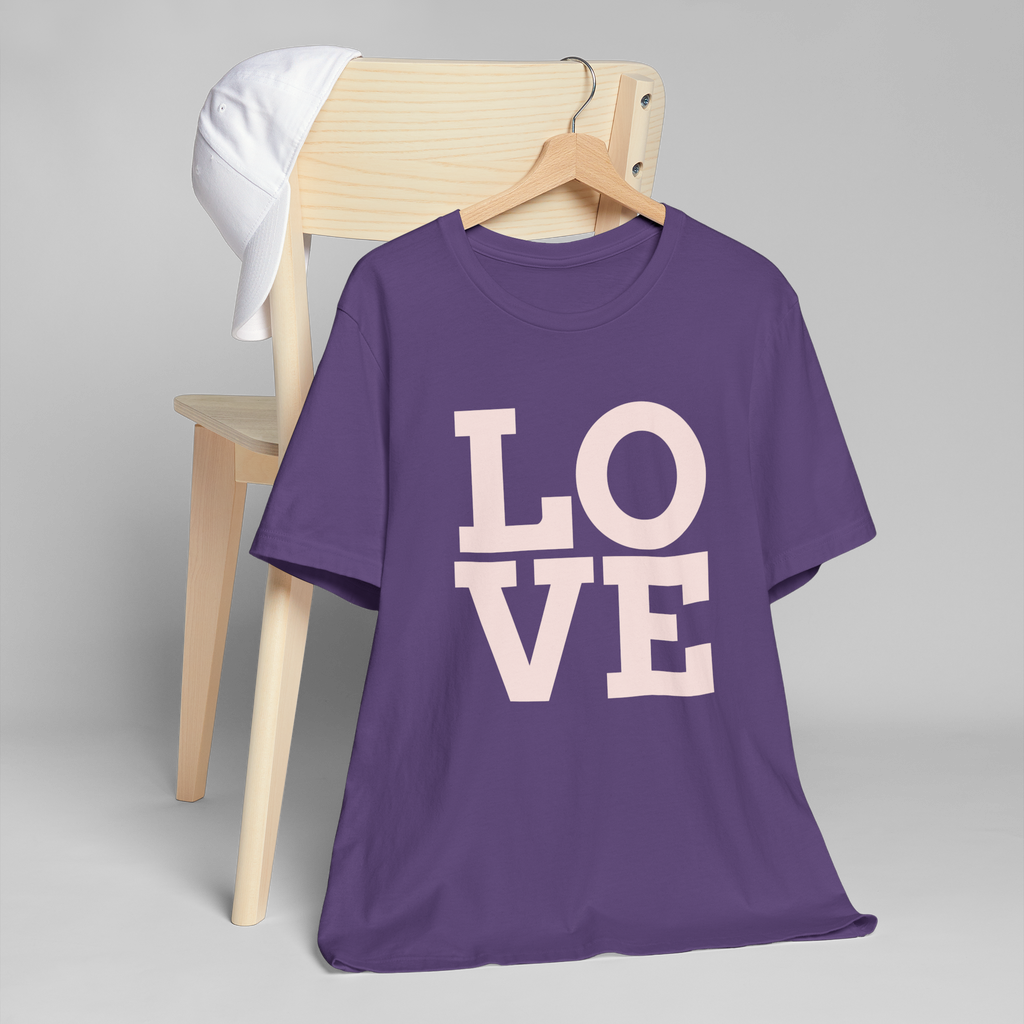 LOVE Block Letters T-Shirt | Pastel Pink Typography Tee