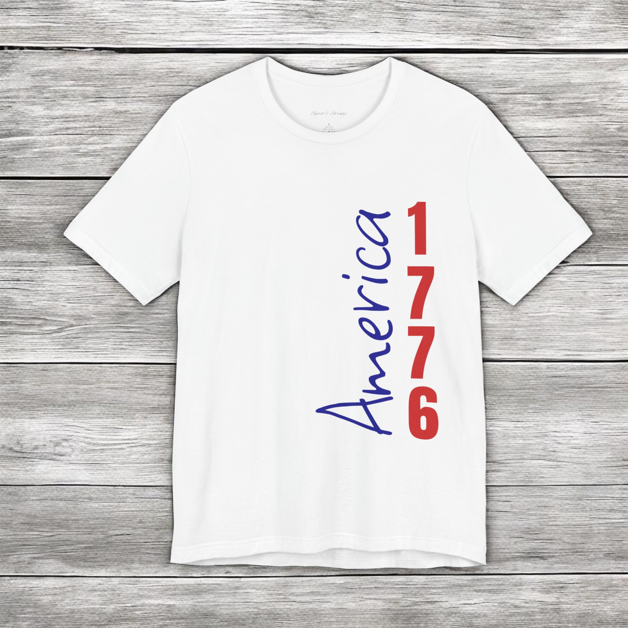 America 1776 Vertical Script Patriotic T-Shirt | 4th Of July